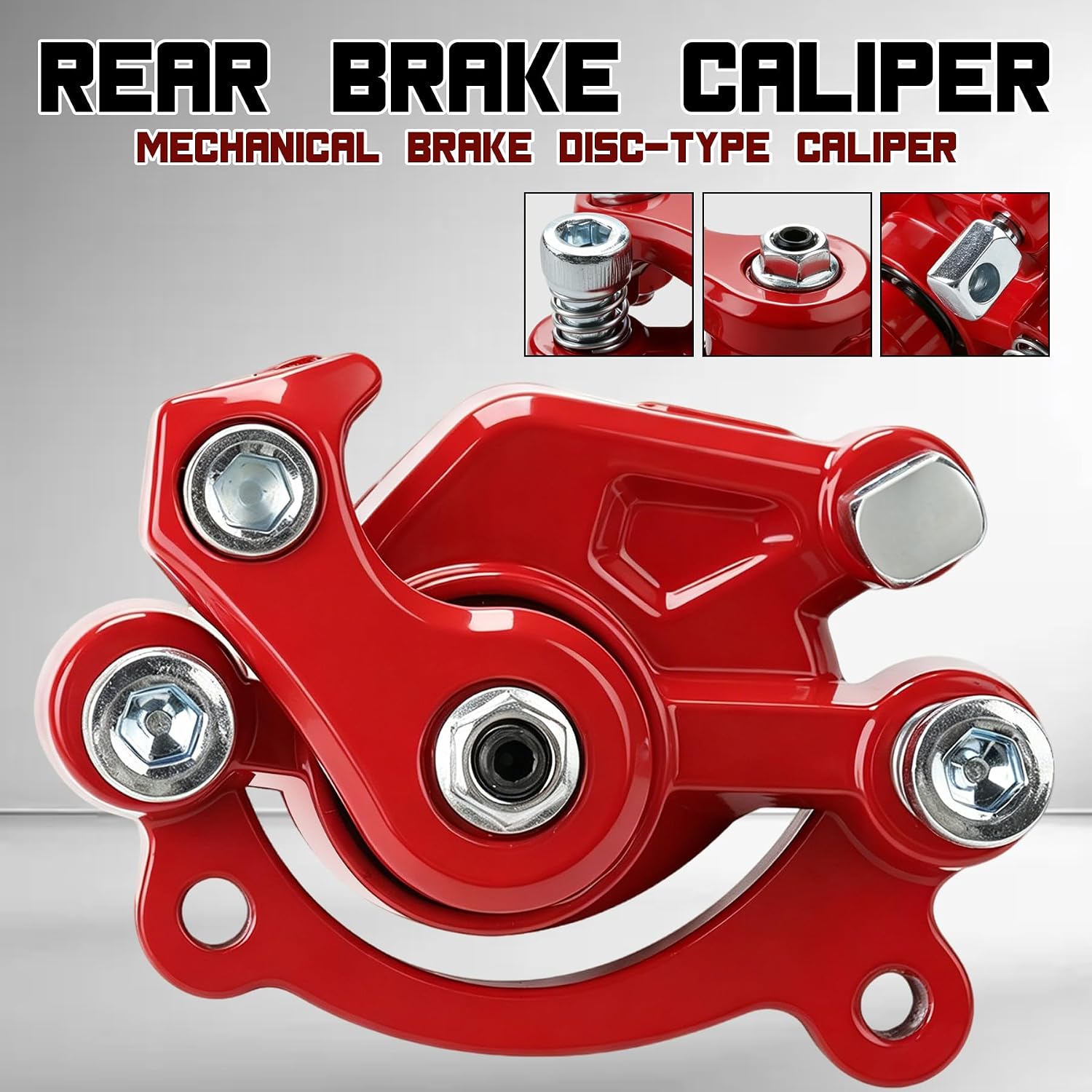 JINGKE Rear Brake Caliper with Brake Pads for Coleman CT100U CC100X RB100 B100 Baja DB30 Dirt Bug 79cc 97cc 99cc 105cc 2.5hp 2.8hp Motovox MBX10 MBX11 Monster Moto MMB-80 MM-B105 Parts (RED)
