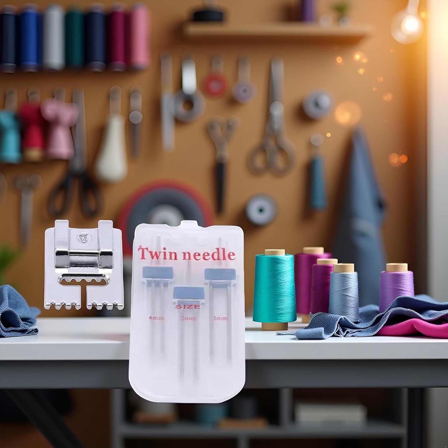 1 Set Twin Stretch Machine Needle Double Twin Needles Pins Sewing Machine Double Needle for Brother JANOME Domestic Sewing Machine - Image 7