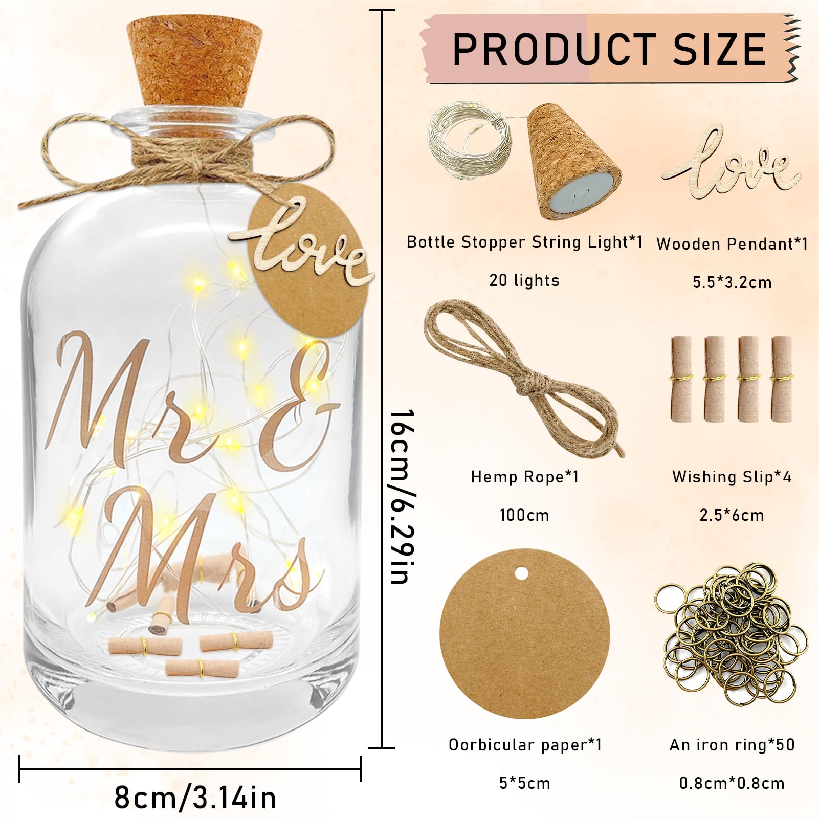 Lets Joy LED Flaschenlicht Hochzeit - Geldgeschenk Verpackung Mit Lichterkette