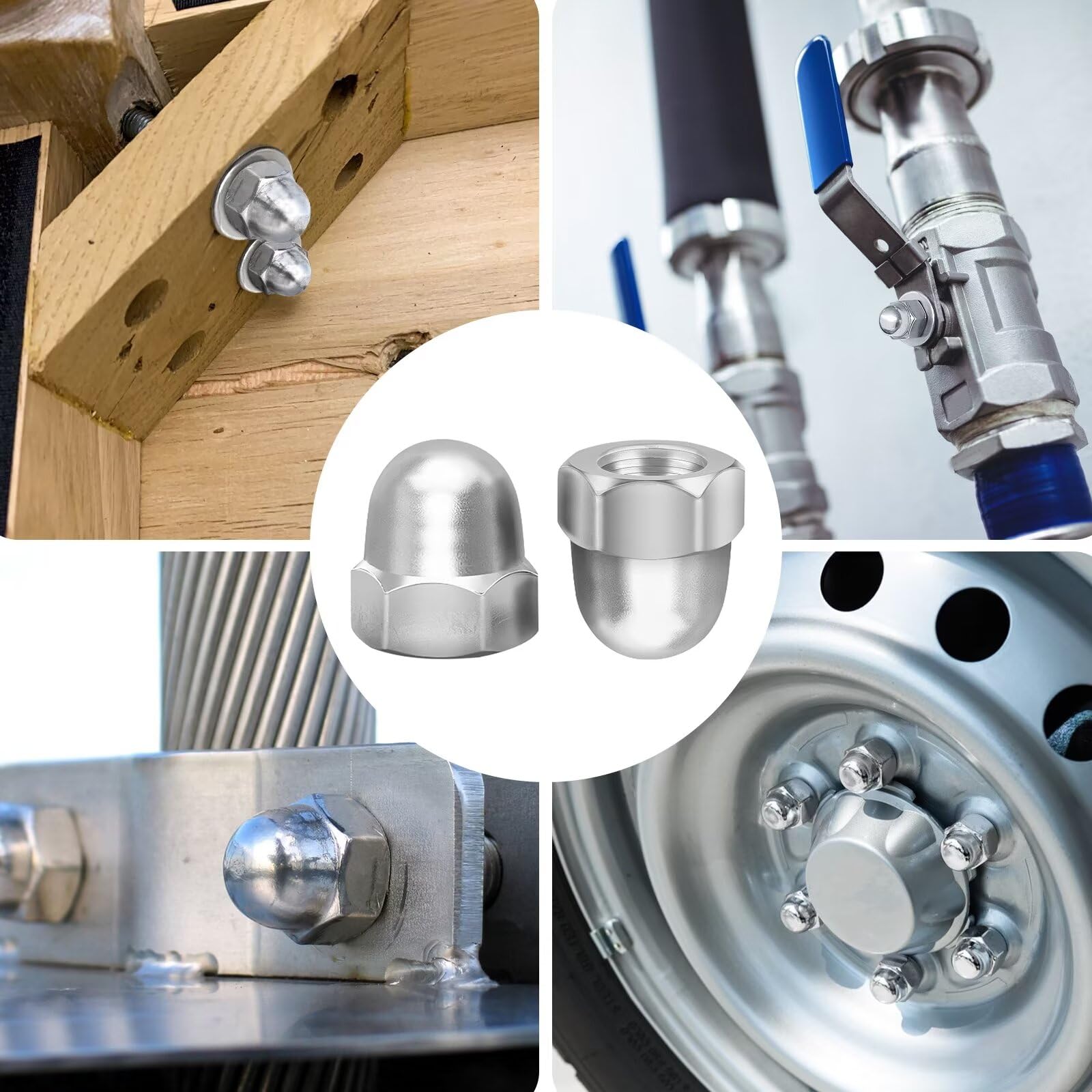 20 dadi per cappelli M8 in acciaio inox M8, dadi esagonali DIN 1587, alta forma A2 V2A, dado per cappello, dadi per viti, dado filettato e bullone filettato