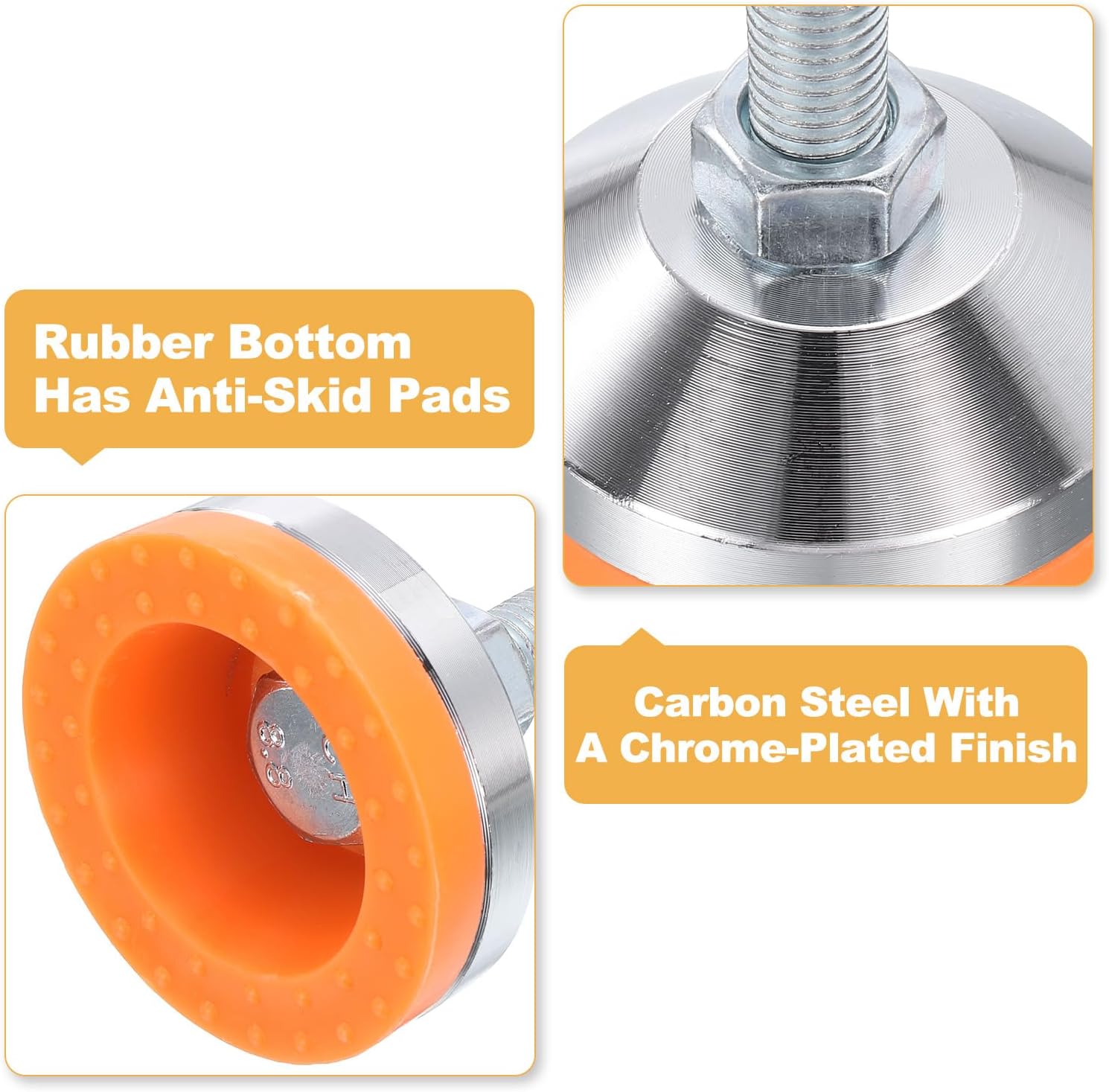 uxcell 8 Pack Adjustable Heavy Duty Leveling Feet, 60mm/2.36" Dia Base M12 x 50mm Thread Anti-Slip Shock-Absorbing Furniture Leveler Legs for Workbench, Machine, Cabinet