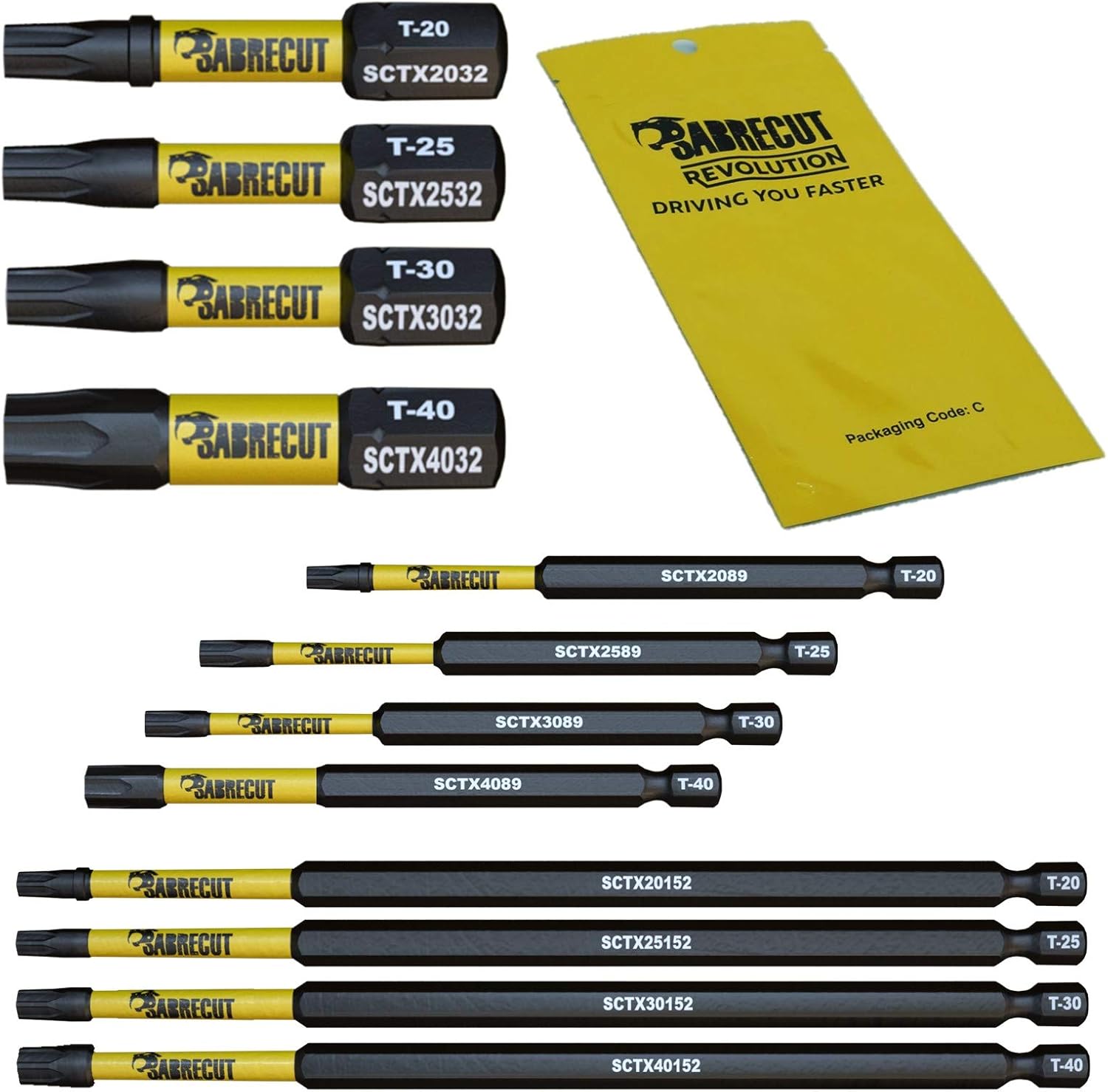 5 x SabreCut SCRH689_5 89mm H6 Hex Magnetische Impact Schroevendraaier Schroevendraaier Bits Set Single Ended Heavy Duty Compatibel met Dewalt Milwaukee Bosch Makita en anderen
