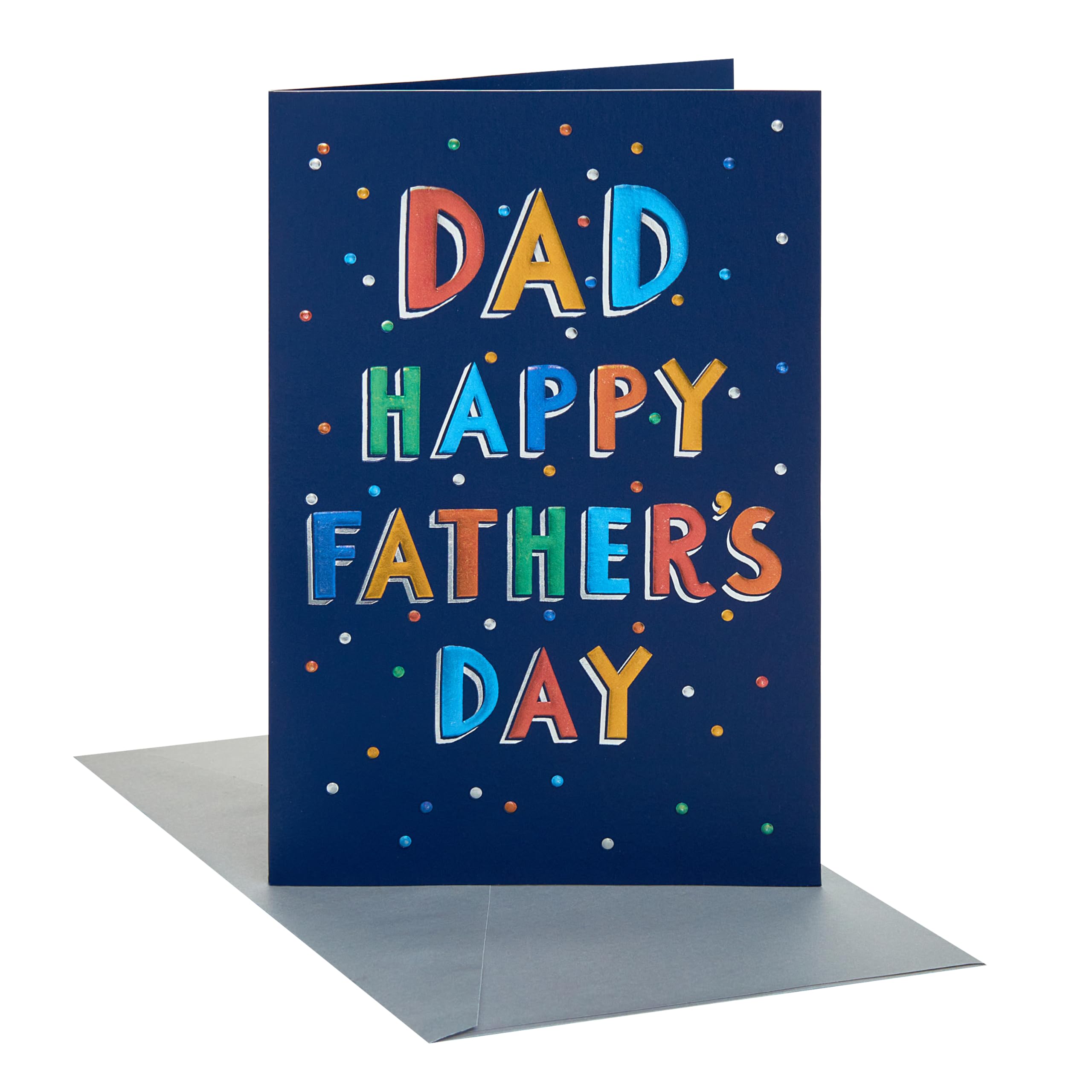 UK Greetings Father's Day Card for Dad - Coloured Dots Design - With Envelope - 14.9 x 22.9cm