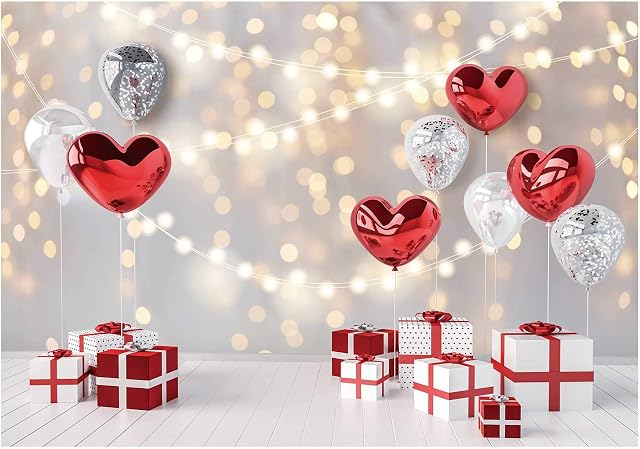 Allenjoy 7x5ft Valentine's Day Backdrop for Photography Glitter Bokeh Party Background Wedding Bridal Shower Decorations Portrait Birthday Banner Photo Booth Studio Props