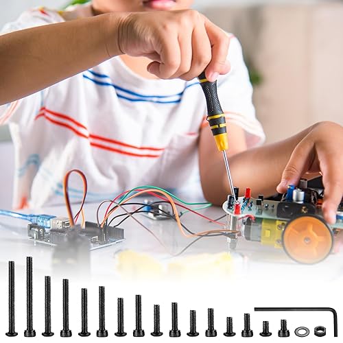 Miniatura 55 de Juego de 1080 tornillos de cabeza hexagonal M2 M3 M4, tornillos de cabeza de zócalo, tornillos, tuercas, arandelas planas, kit surtido de tornillos
