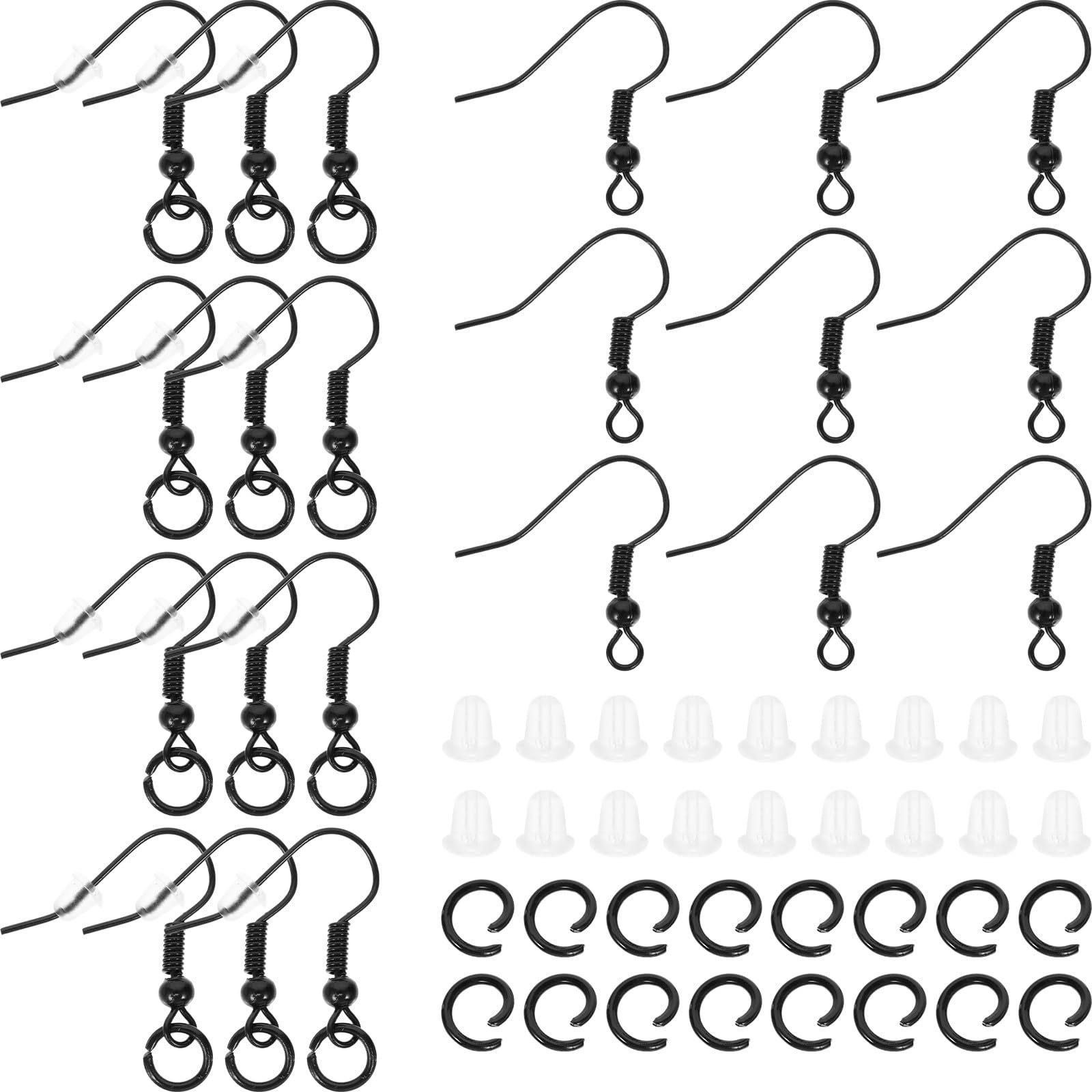Ganchos para pendientes de metal negro con acabado elegante para fornituras de aretes diy