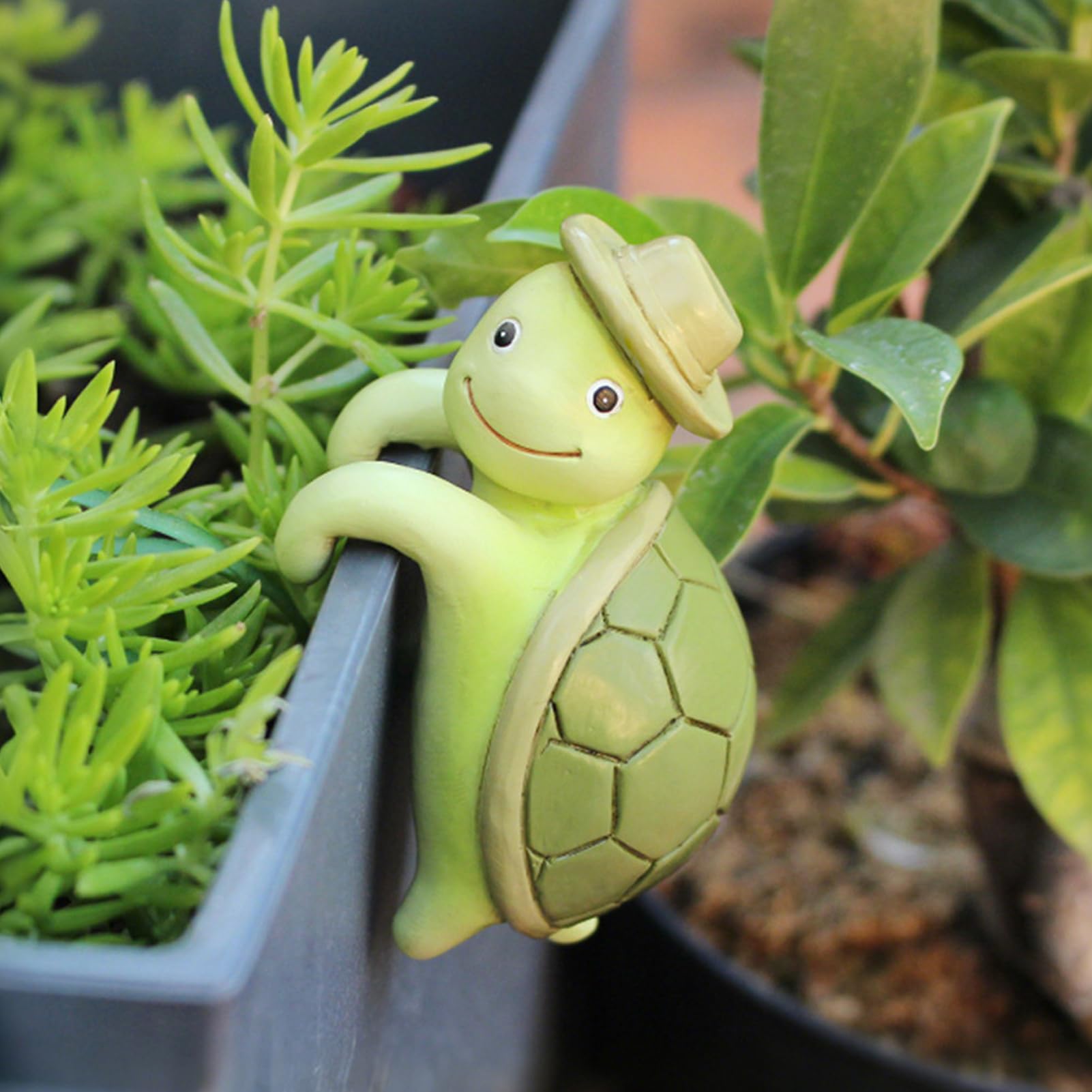 Kletterschildkröte Blumentopf-Hugger – Aus Kunstharz, 9,5x7,5x12 Cm, Deko Für Garten & Balkon