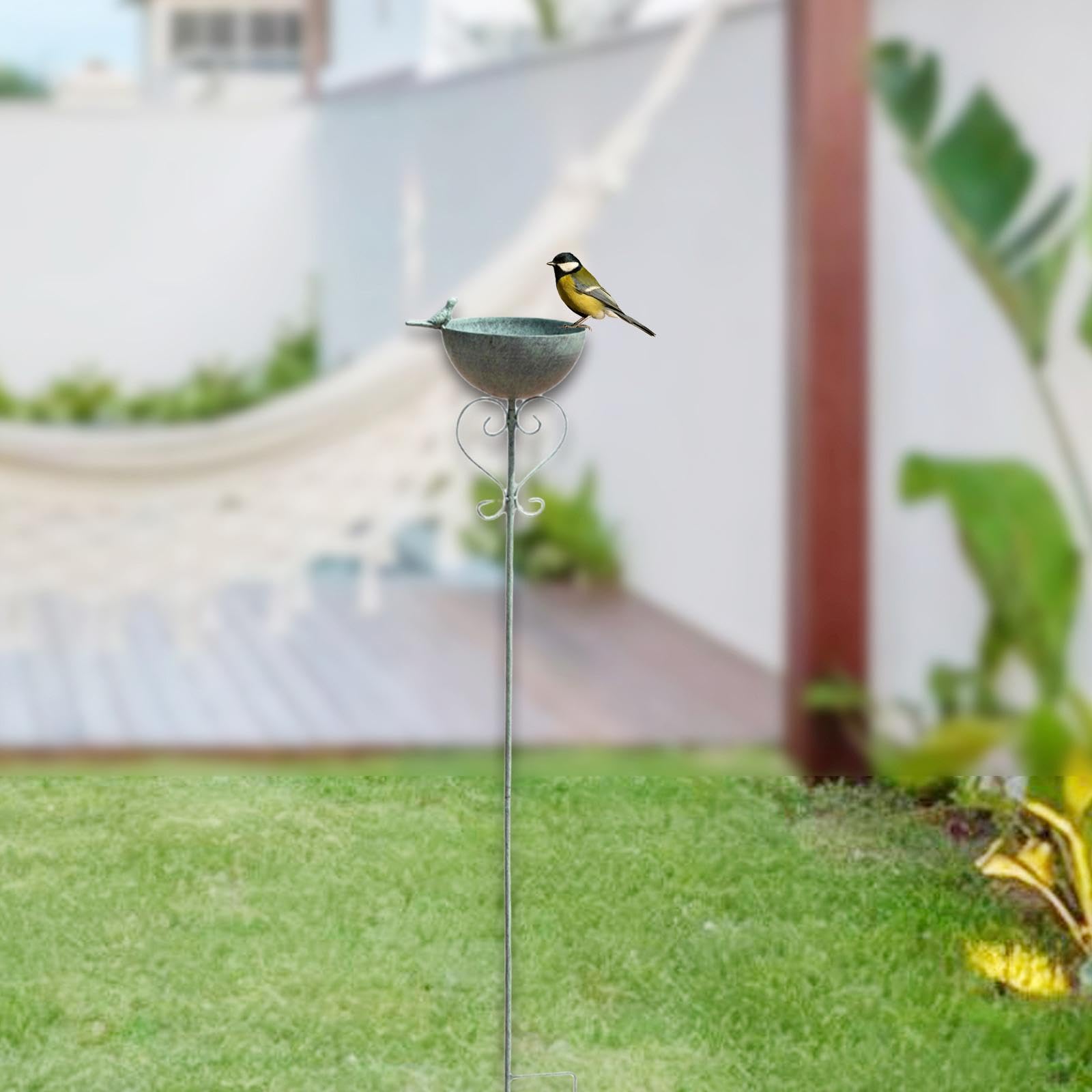 Mangiatoia per Uccelli da Esterno, Vasca per Uccelli con Supporto, per Prato, Terrazza E Giardino