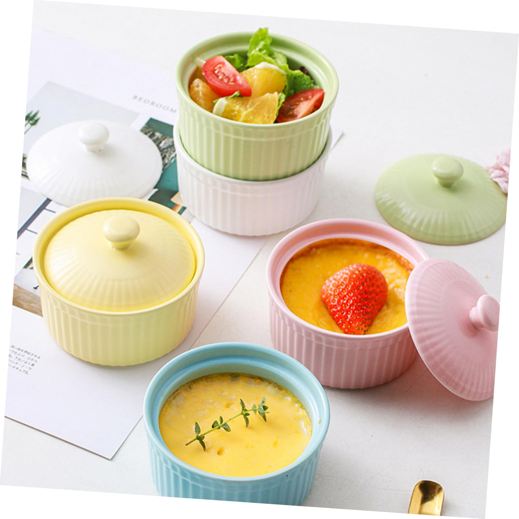 Keramik Souffléform mit Deckel, Grün, 1 Stück für Backen