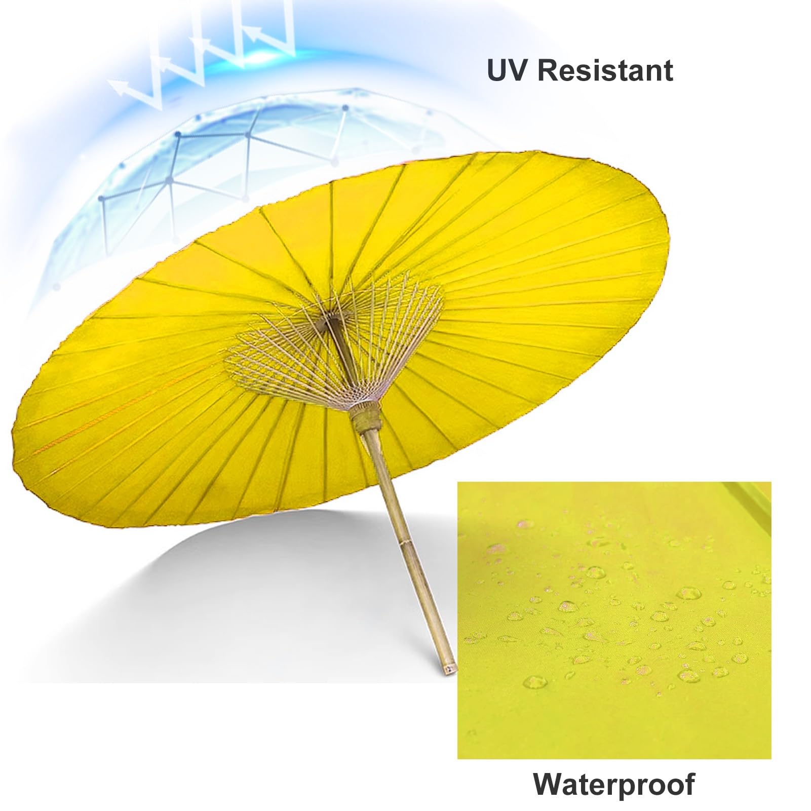 200 cm okrągły parasol Shanghai, odporny na promieniowanie UV, osłona przeciwsłoneczna z bambusa na patio, basen