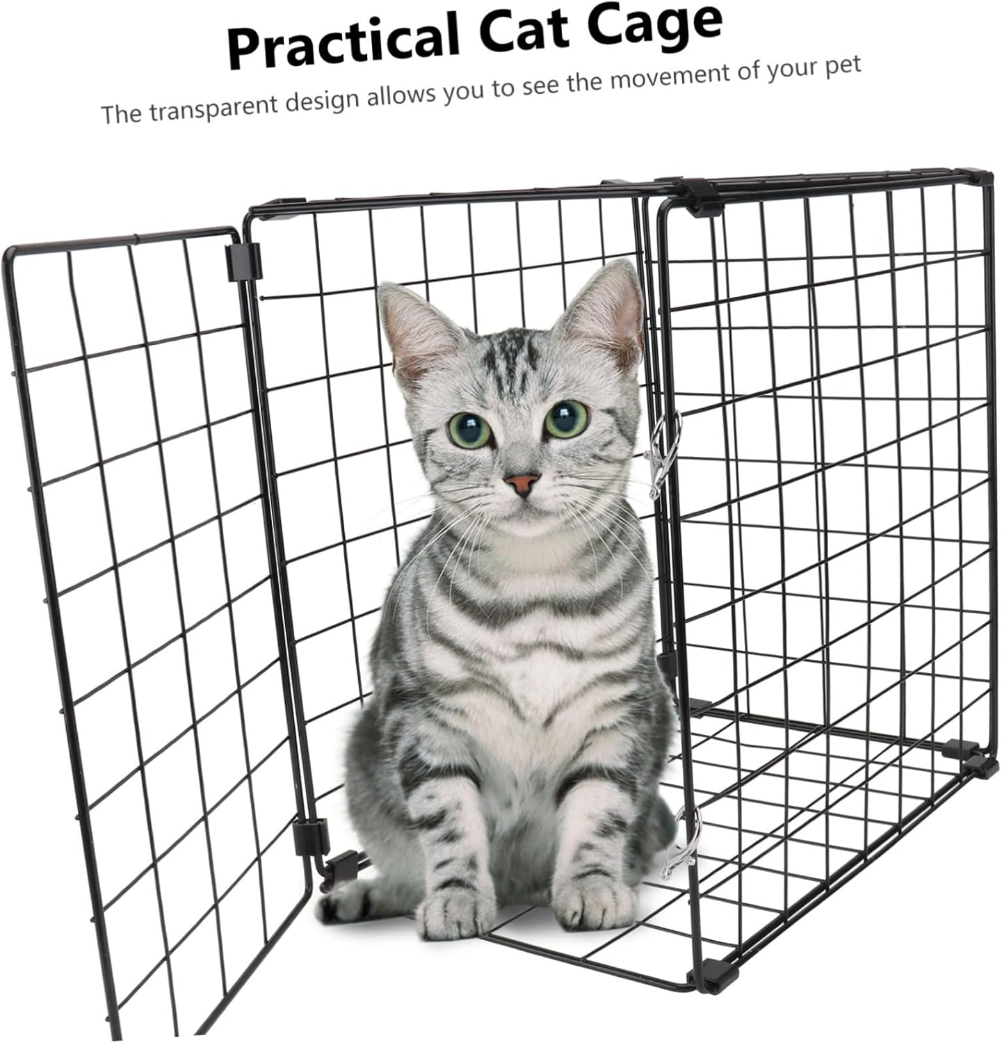 Totority 1pc Folding Cat Cage Practical and Portable Iron Carrier for Cats Under for Bathing and Travel Transparent Design to Monitor Pet Movement