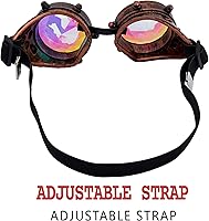 Vista 12 de Gafas caleidoscopio para raves trippy psicodélico steampunk con lentes de cristal de difracción de prisma arcoíris