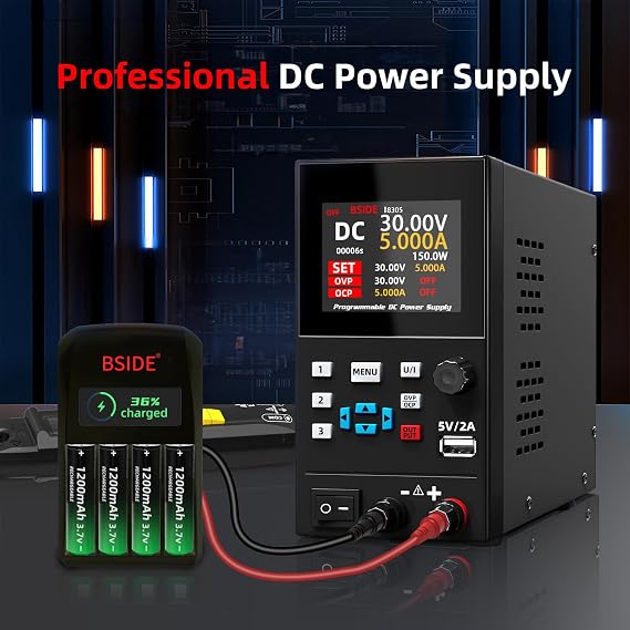 Bside Dc امدادات الطاقة متغير 30 V 5 A قابل للتعديل التبديل تنظيم مختبر امدادات الطاقة مقعد صغير امدادات الطاقة مع Usb التشفير المقابض ومفاتيح السهم Dc انتاج التيار الكهربائي