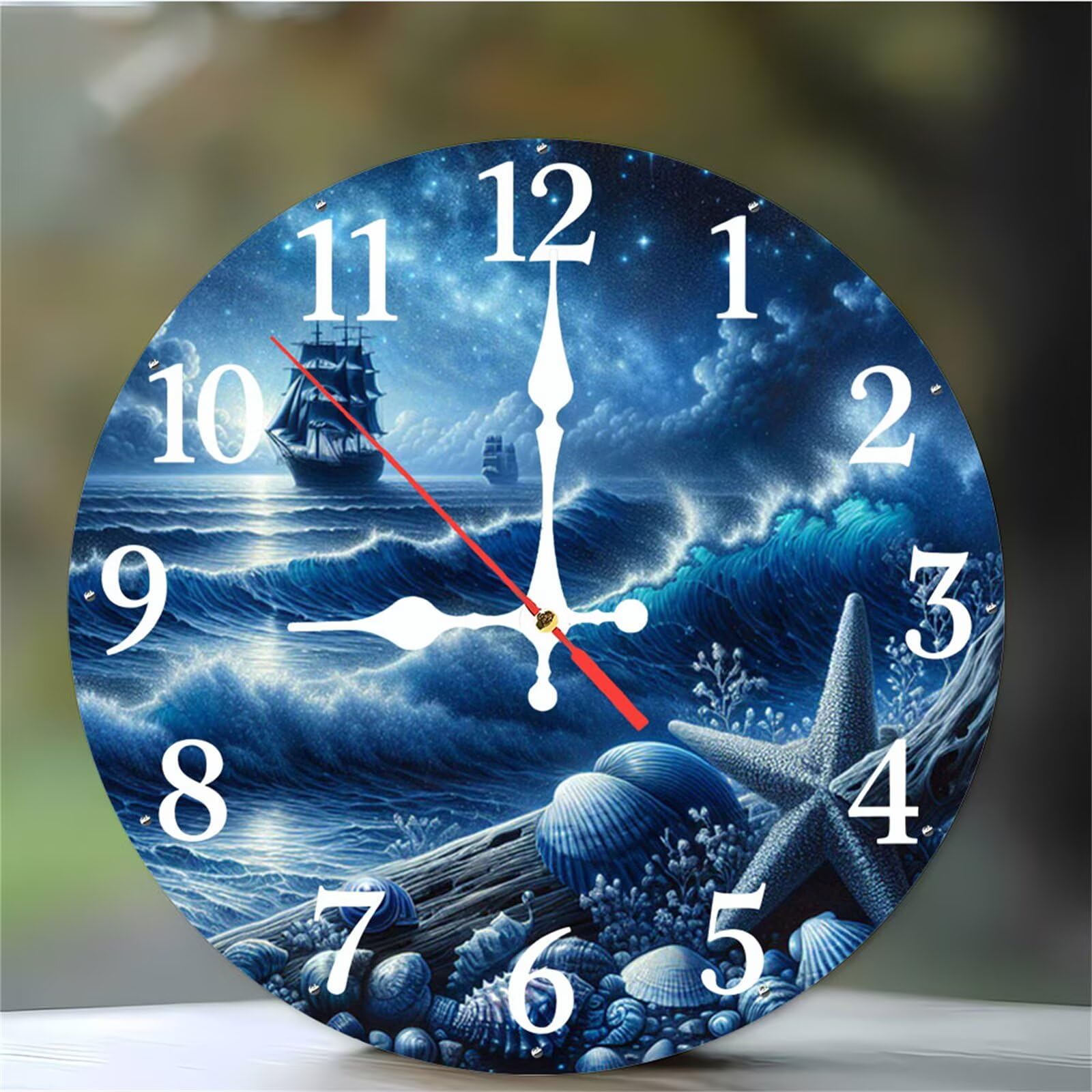 Horloge murale ronde 12 pouces avec mouvement quartz silencieux et grand cadran d'art