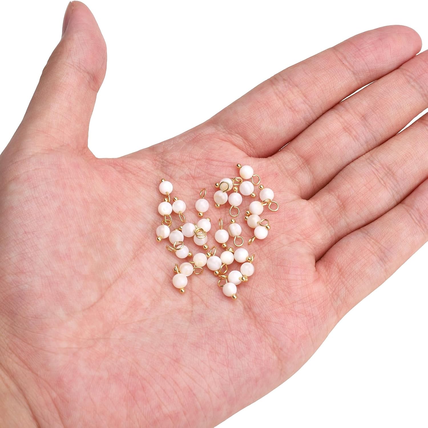 Natural Faceted Round Stone Charms 4mm 30pcs with Untarnish Metal Accessories Loose Beads for DIY Jewelry Making - Image 4