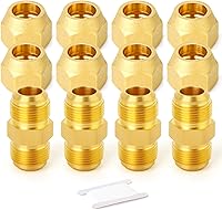 Vista 20 de GASHER 10 piezas de conector de tubo con abocinamiento SAE de latón, conector de tuerca de 1/2 pulgada para aire acondicionado, extensión de cobre