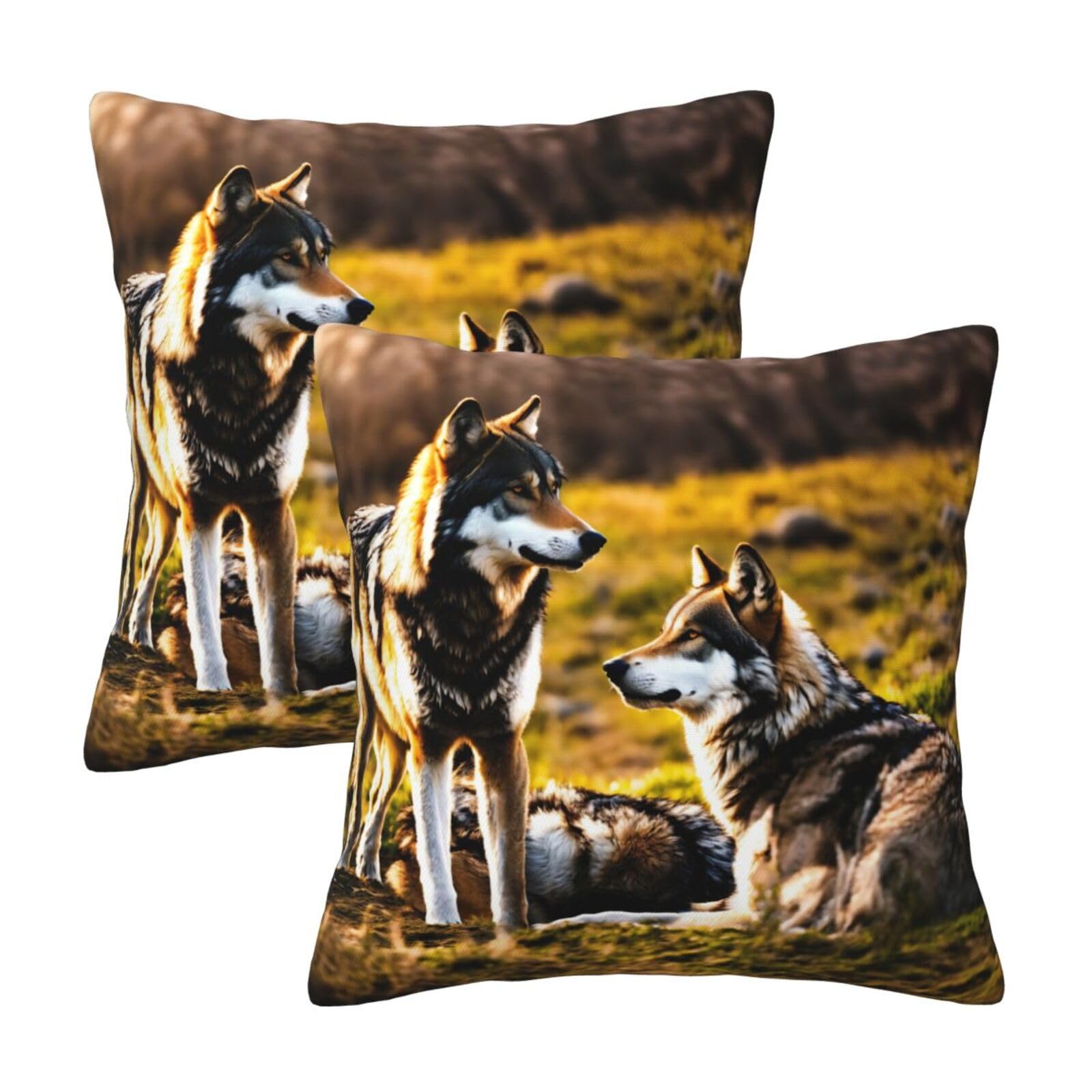 Kfjghhl Wolfs Throw Pillow Covers Decorative Farmhouse Couch Pillow Case 4 Sizes Square Cushion Pillcase