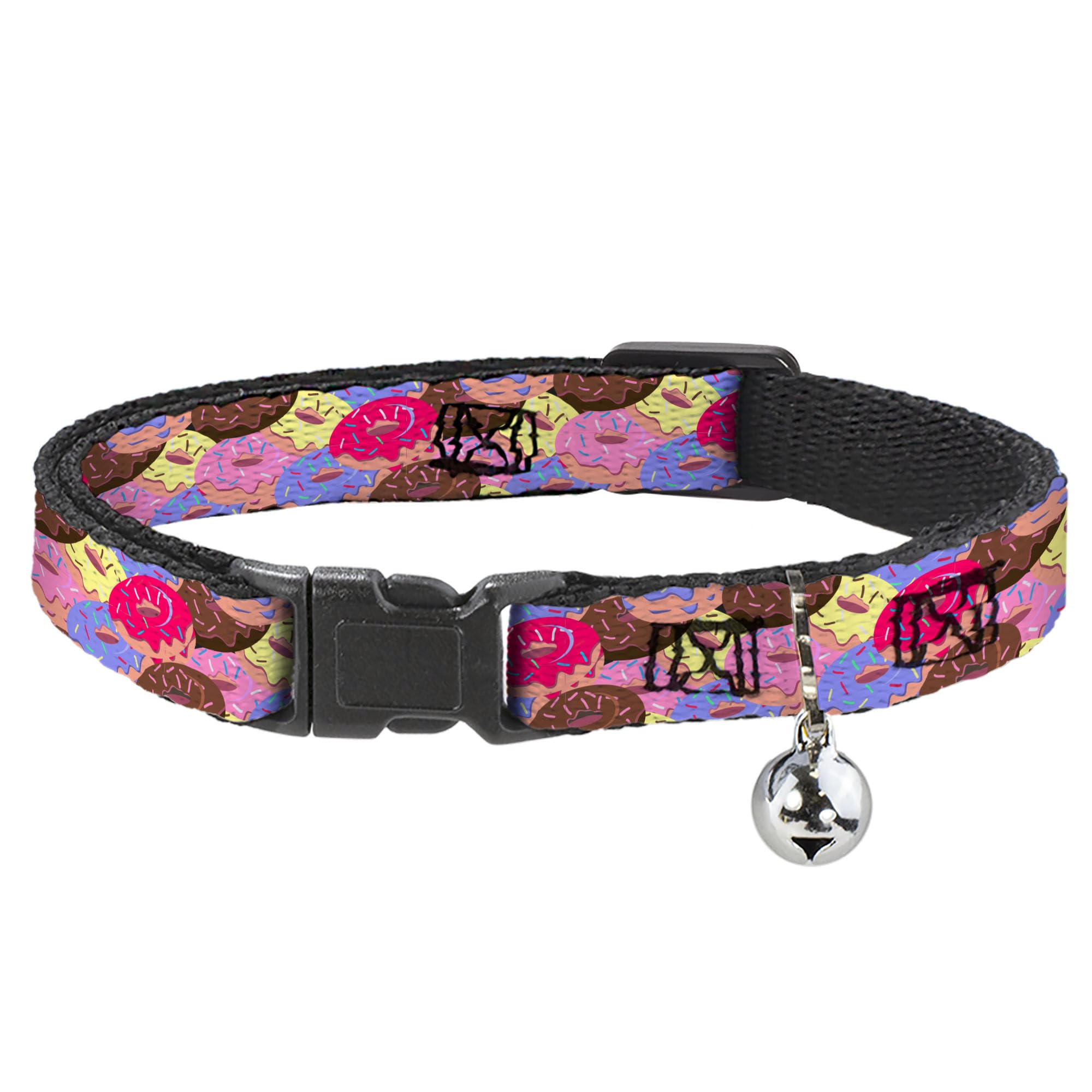 Collar para gato con diseño de donuts y cierre breakaway, talla mediana de 1,27 cm