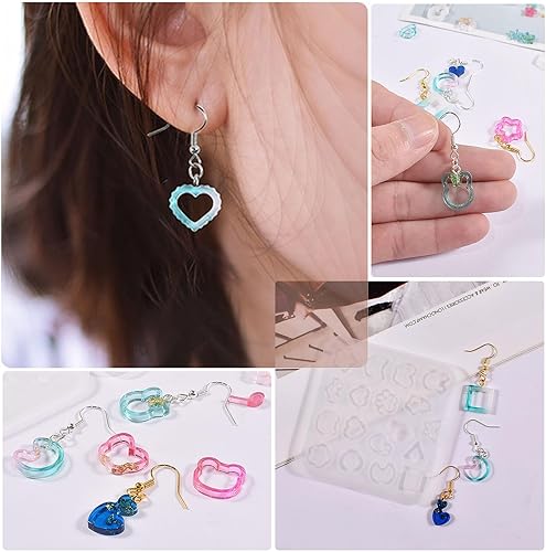 Miniatura 6 de Attuslla Moldes de Silicona Agitadores de Resina Moldes de Aretes de Resina Moldes de Silicona con Purpurina para Joyería DIY Colgante Collar