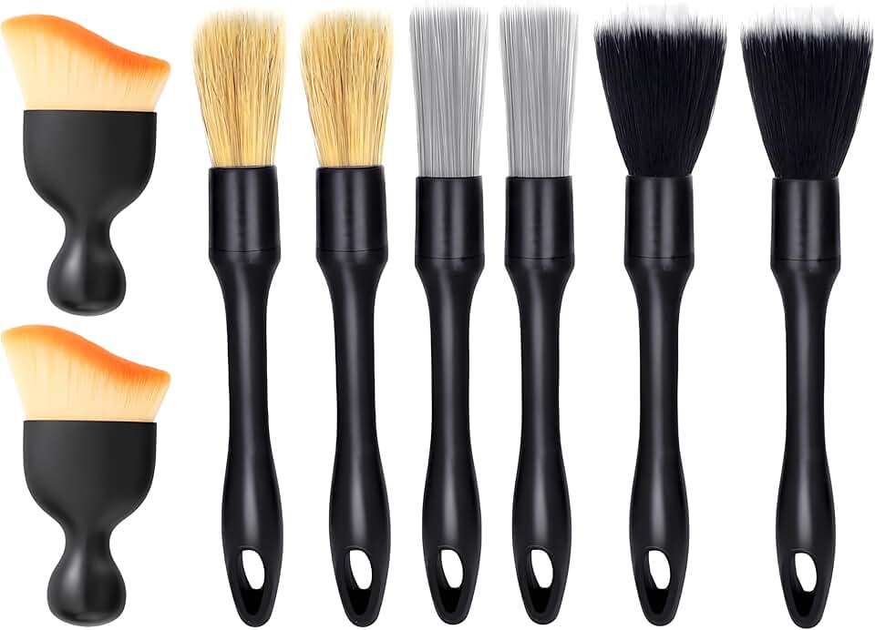 8 PCS Car Detailing Brush Set, Car Interior and Exterior Soft Bristle Cleaning Brushes, 4 Different Detailing Brushes for Auto Det