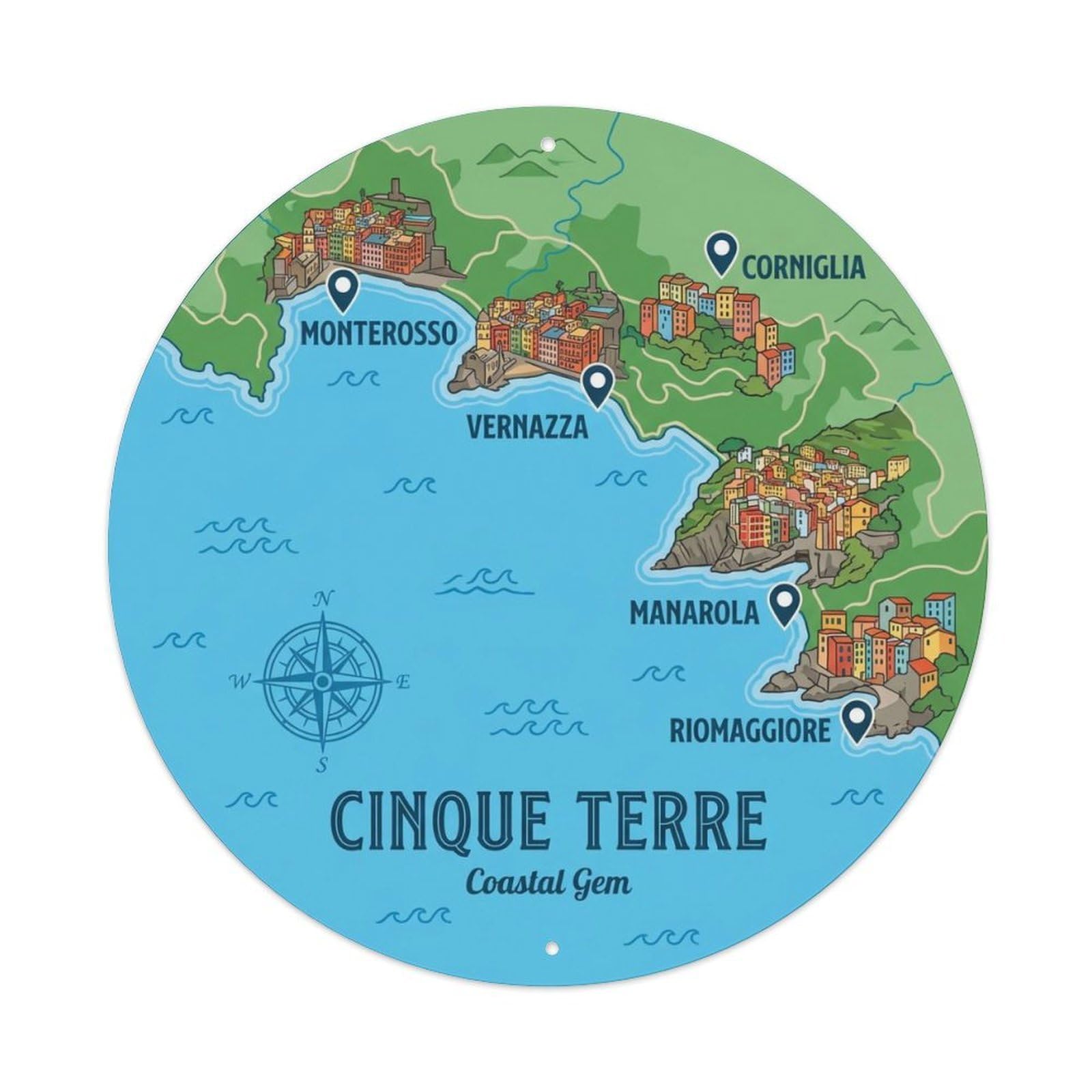 Vintage Travel Cinque Terre Italy Artistry Metal Tin Sign