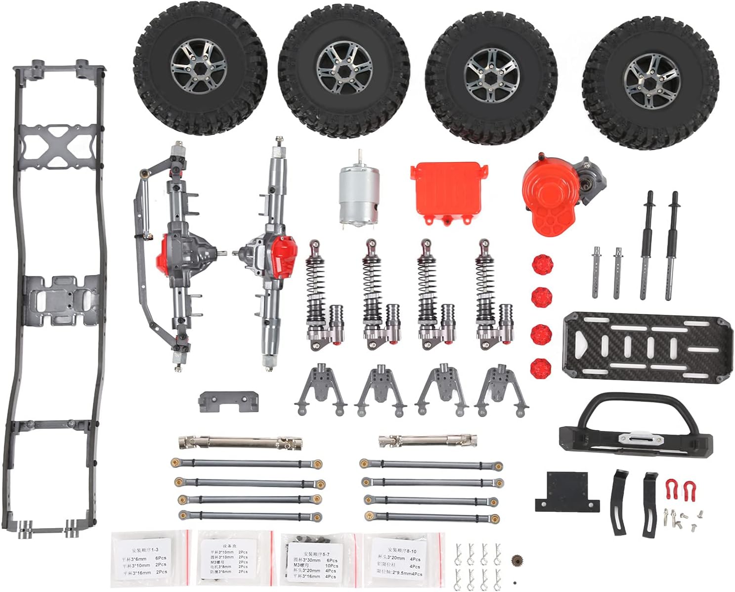 RC Climbing Car Frame Kit, 1/10 Durable RC Chassis Frame Kit Sturdy Metal for SCX10 RC Car