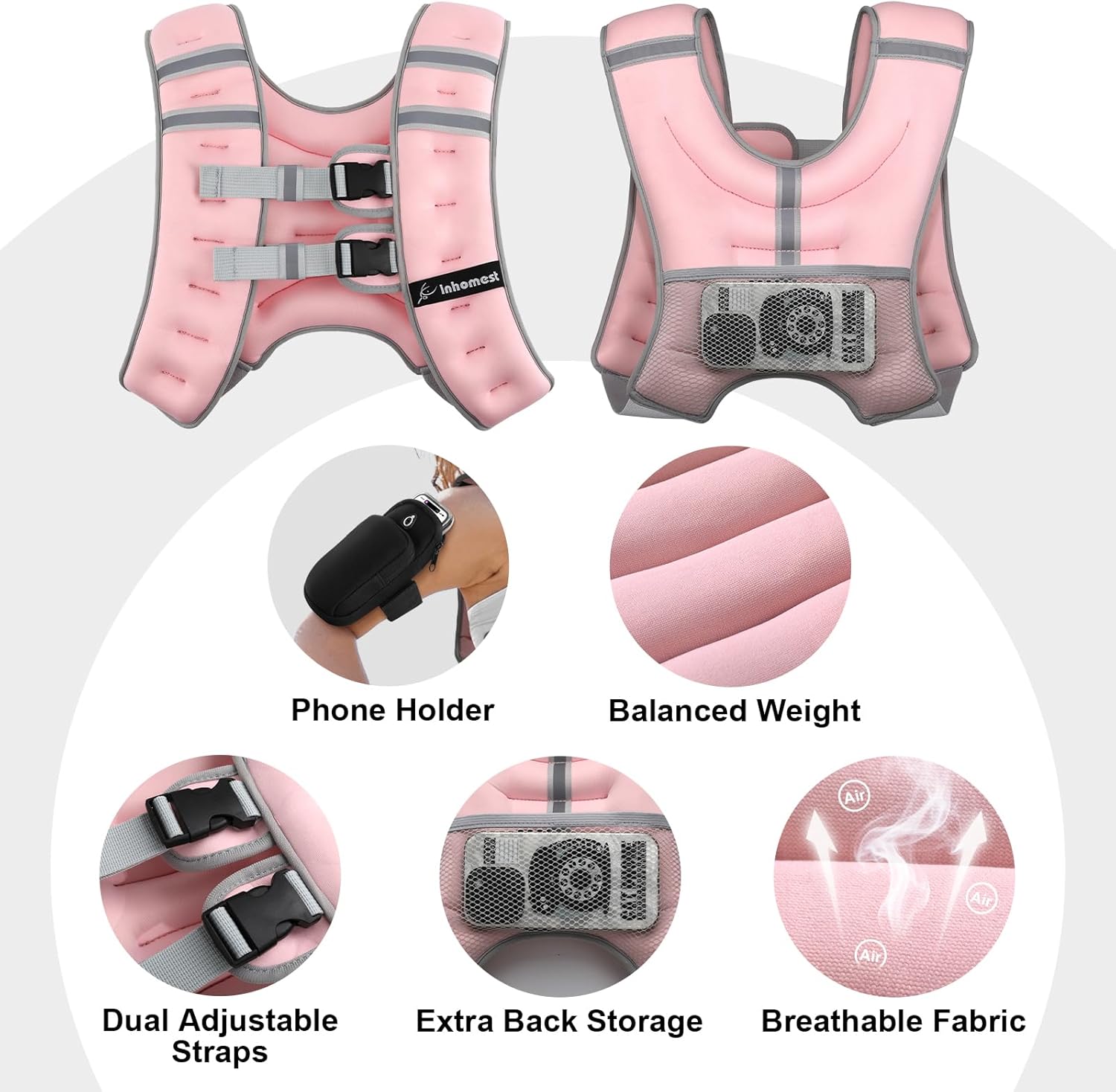 Weighted Vest Weight Vest for Men Women Kids Weights Included with Reflective Stripe, Body Weight Vests Adjustable for Running, Workout, Jogging, Walking