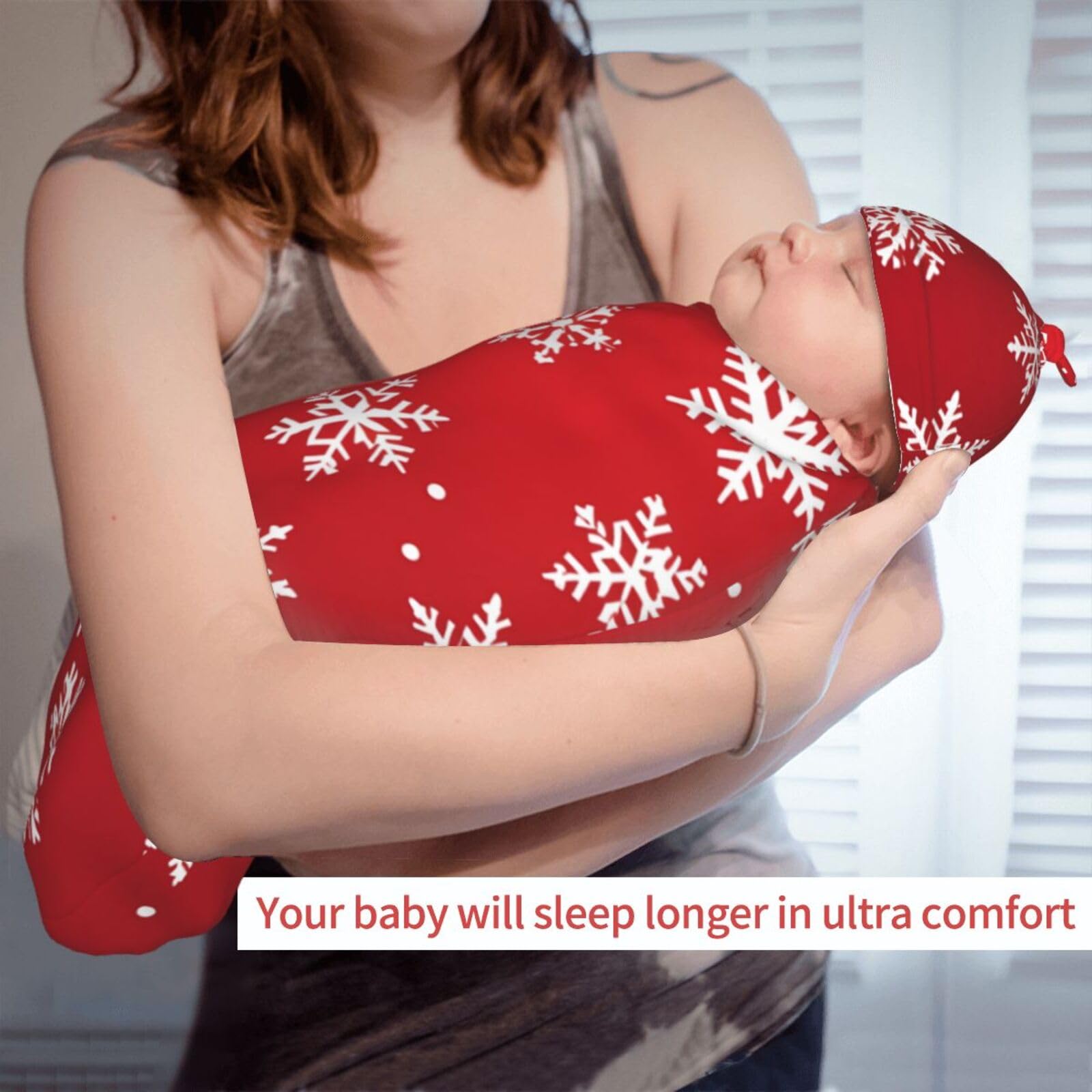 3d Rosso Natale Swaddle Coperta E Cappello Set Per Neonati Avvolgere Accogliente Per Neonati Bambino Comfort 29x53 cm