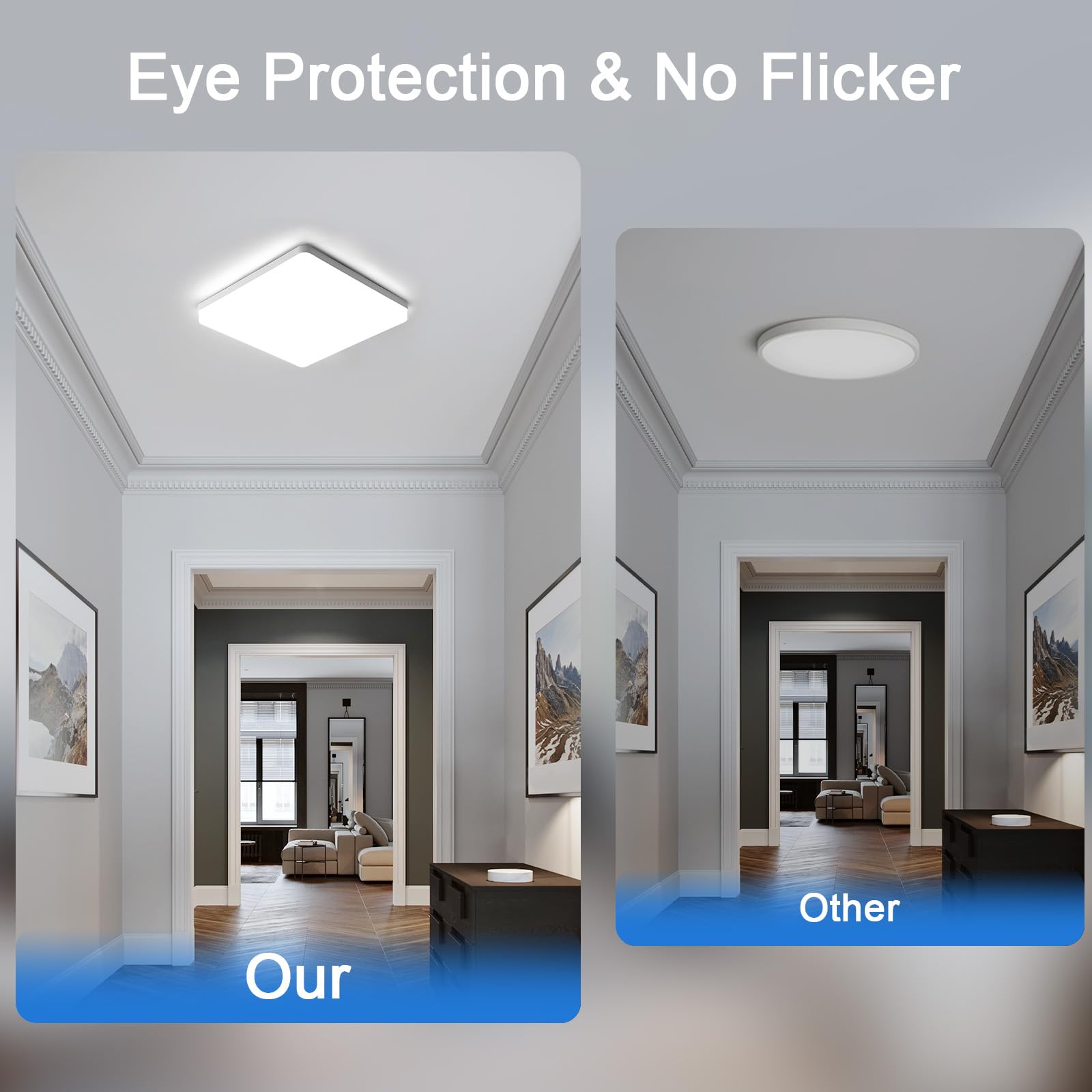 Riserva Plafon LED Techo Moderna 48W, IP44 Lámpara de Techo Cuadrada para Oficina, Baño, Pasillo, Dormitorio, Cocina, Sala de Estar, 6500K Blanco Frío, 2 Piezas | Lámpara de Techo para Oficina, Baño, Pasillo, Dormitorio, Cocina, Sala de Estar