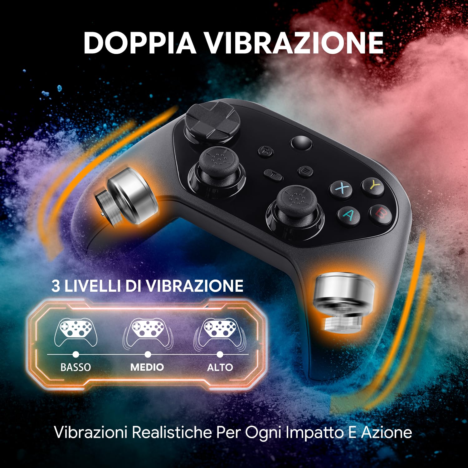 NITHO KARMA Controller Wireless Compatibile con Switch, Switch 2, PC Windows, Android e iOS, Gamepad con Hall Effect, Pulsanti Programmabili, Giroscopio 6 Assi, Turbo e Doppia Vibrazione - Nero