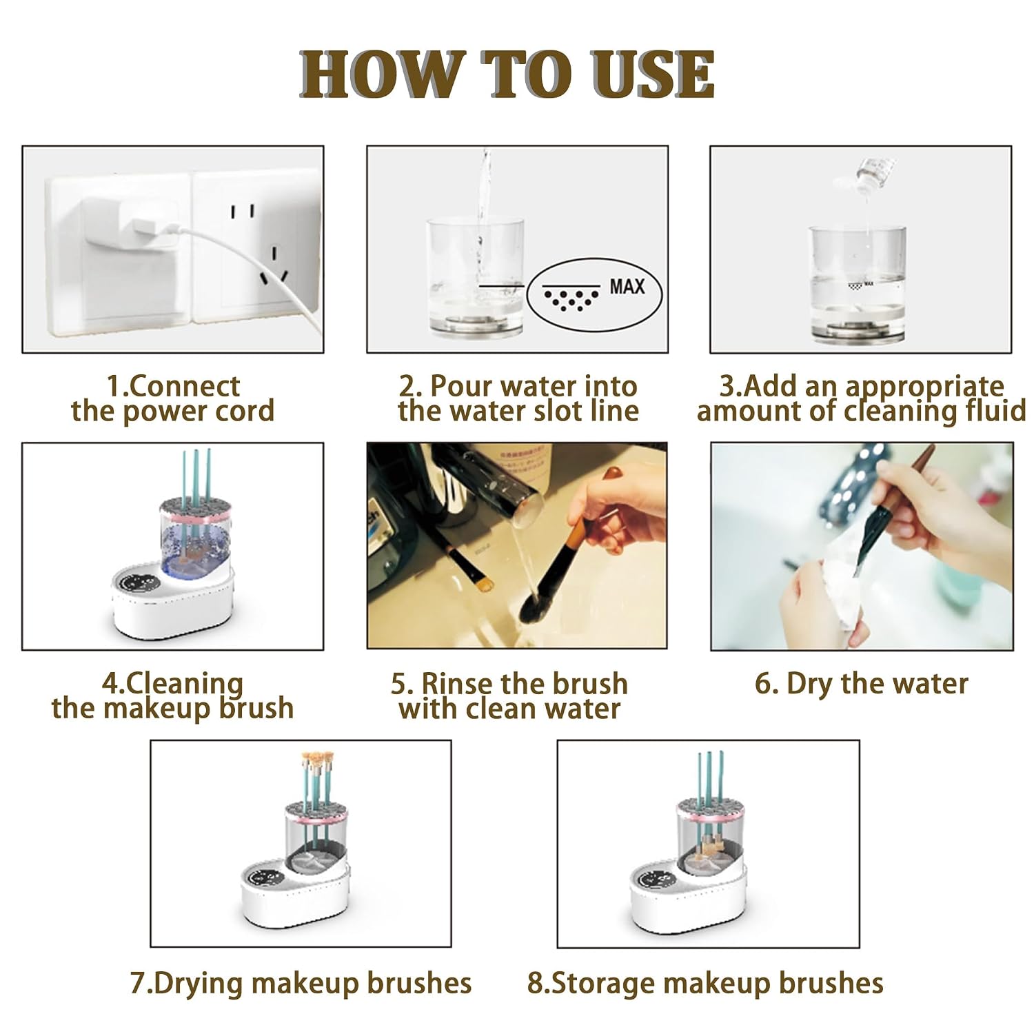 Makeup Brush Cleaner, Makeup Brush Cleaner Machine with Sponge Shampoo, 3 IN 1 Electric cosmetic brush cleaner with Make up Brush Dryer-Holder Suitable for All Brushes (1PC)