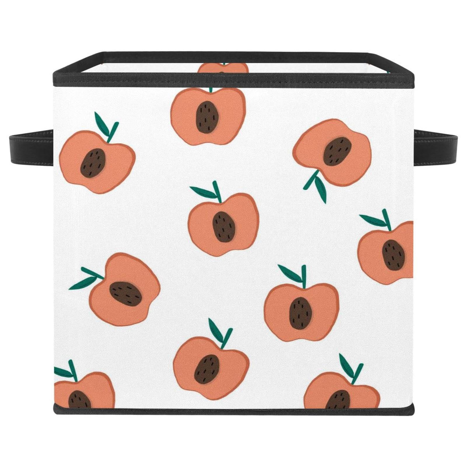 Bacs de rangement avec poignées motif pommes blanches anti-désordre