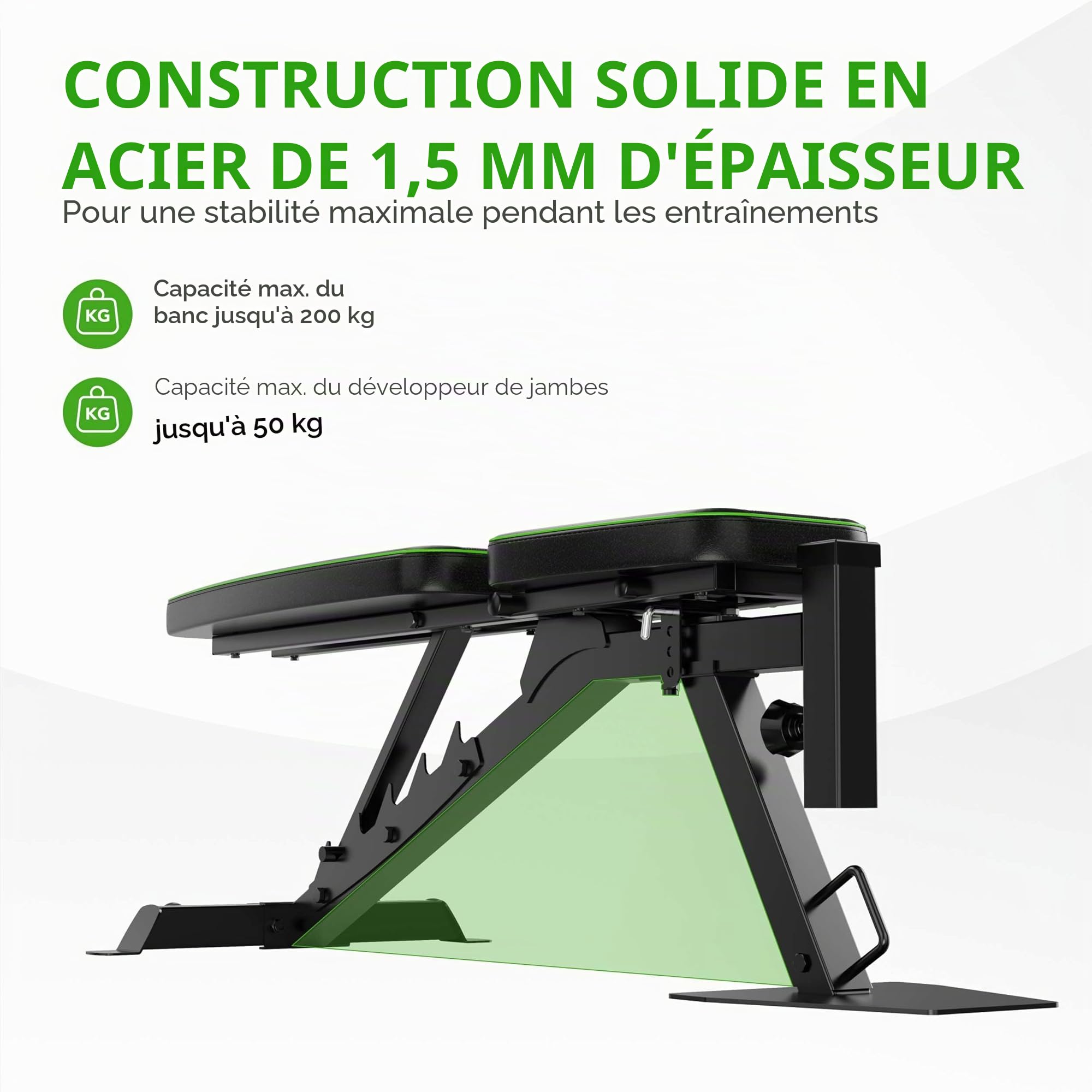 Tunturi UB60 - Banc de musculation - Bancs réglables - pour exercices de musculation à la maison/au bureau