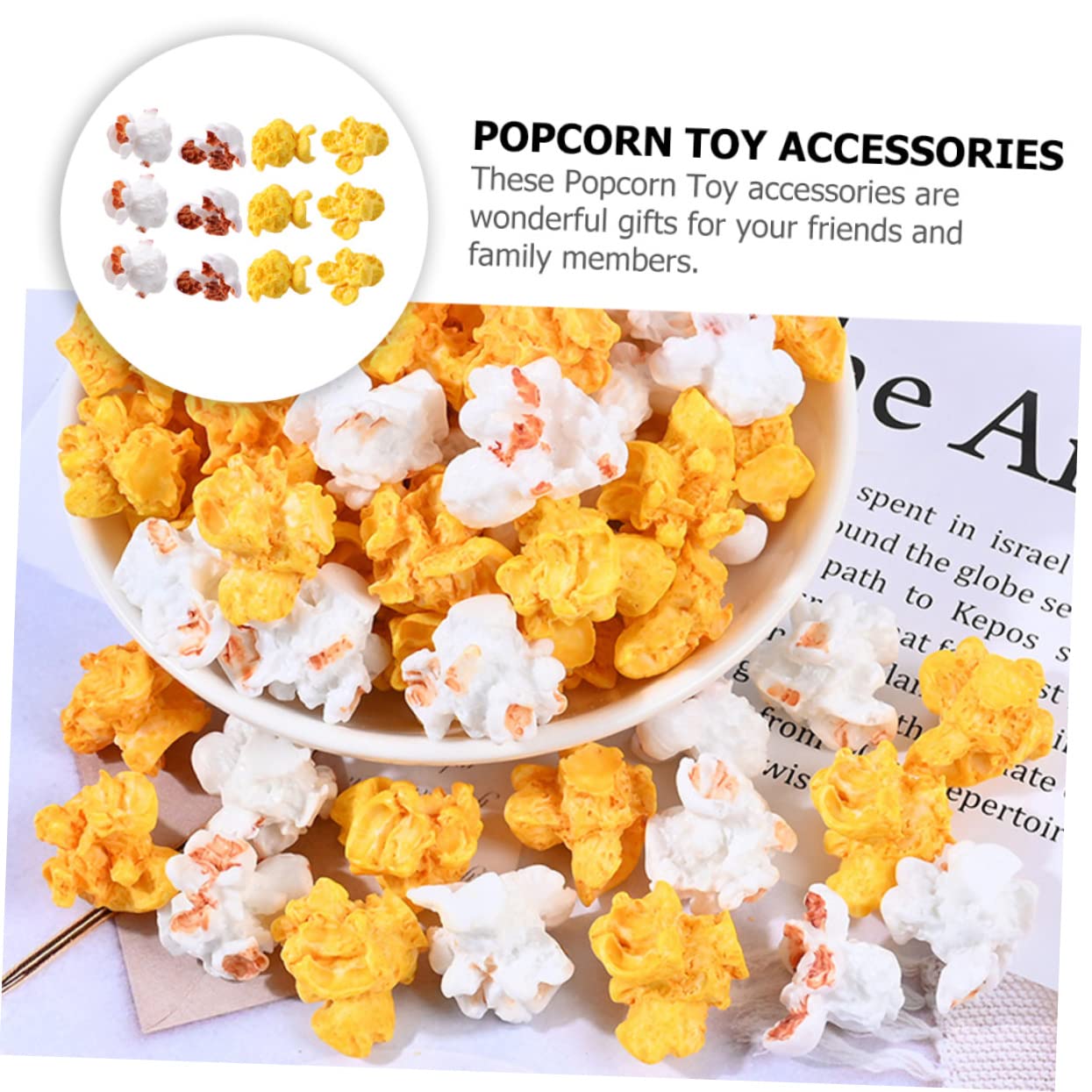 SOPOTUTU Künstliches Popcorn - 100 Stück Realistische Deko Aus Harz & Kunststoff