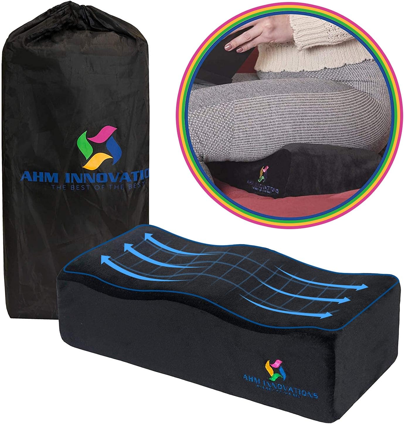 AHM™Post Butt Lift Recovery BBL Pillow – Unique 3 Layer Design After Brazilian Butt Lift Surgery Butt Pillow With Bamboo – Super Soft & Comfy Support For Office Chair, Car, Airplane, Restaurant, Train