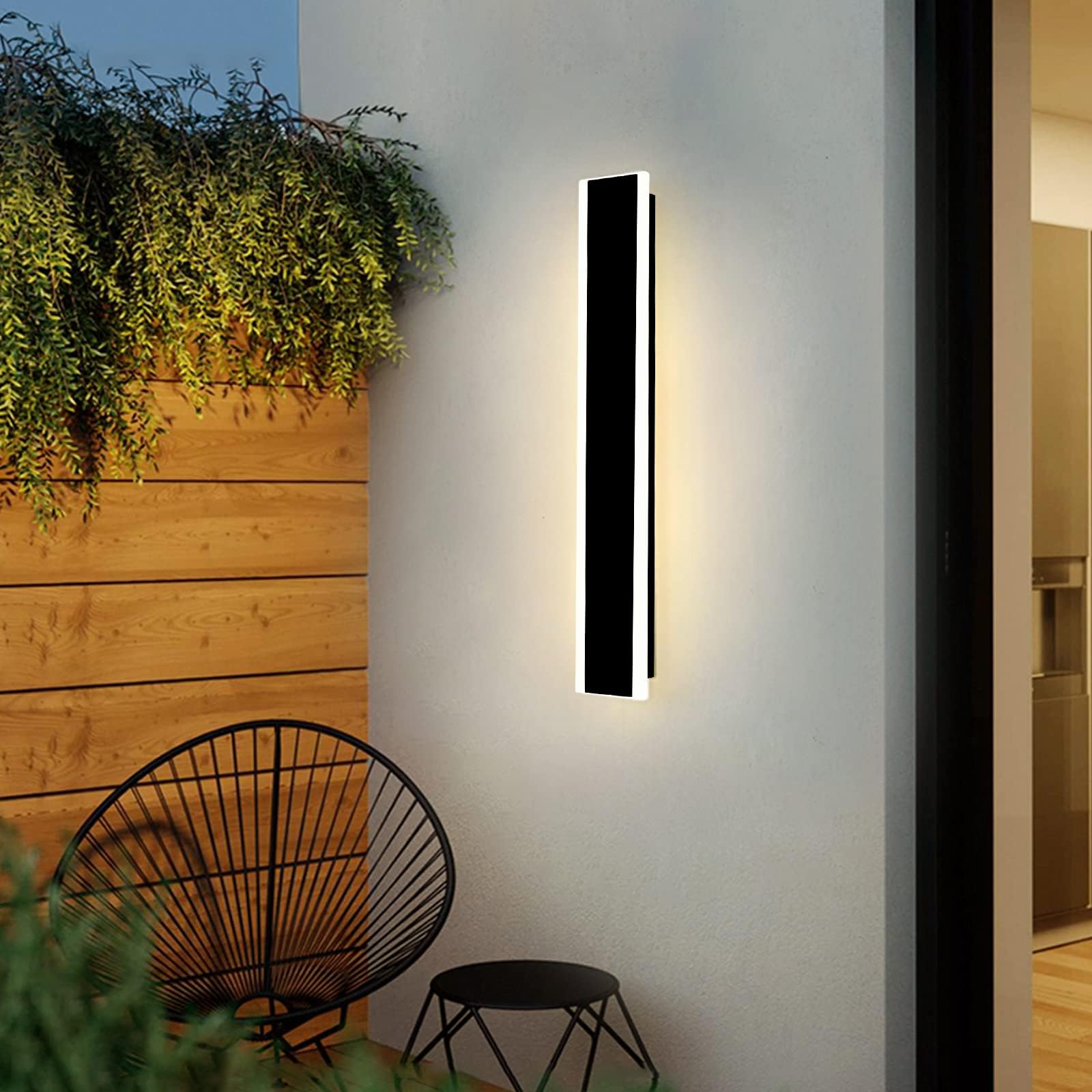 Mikeru 40CM Black Wall Lights, 2Packs Modern Acrylic Wall Light 3000K/4500K/6500K 3 Color Hard Wired Outside Light Wall Mounted Light for Lighting in Front of Mirrors, Garden Decoration — view 38