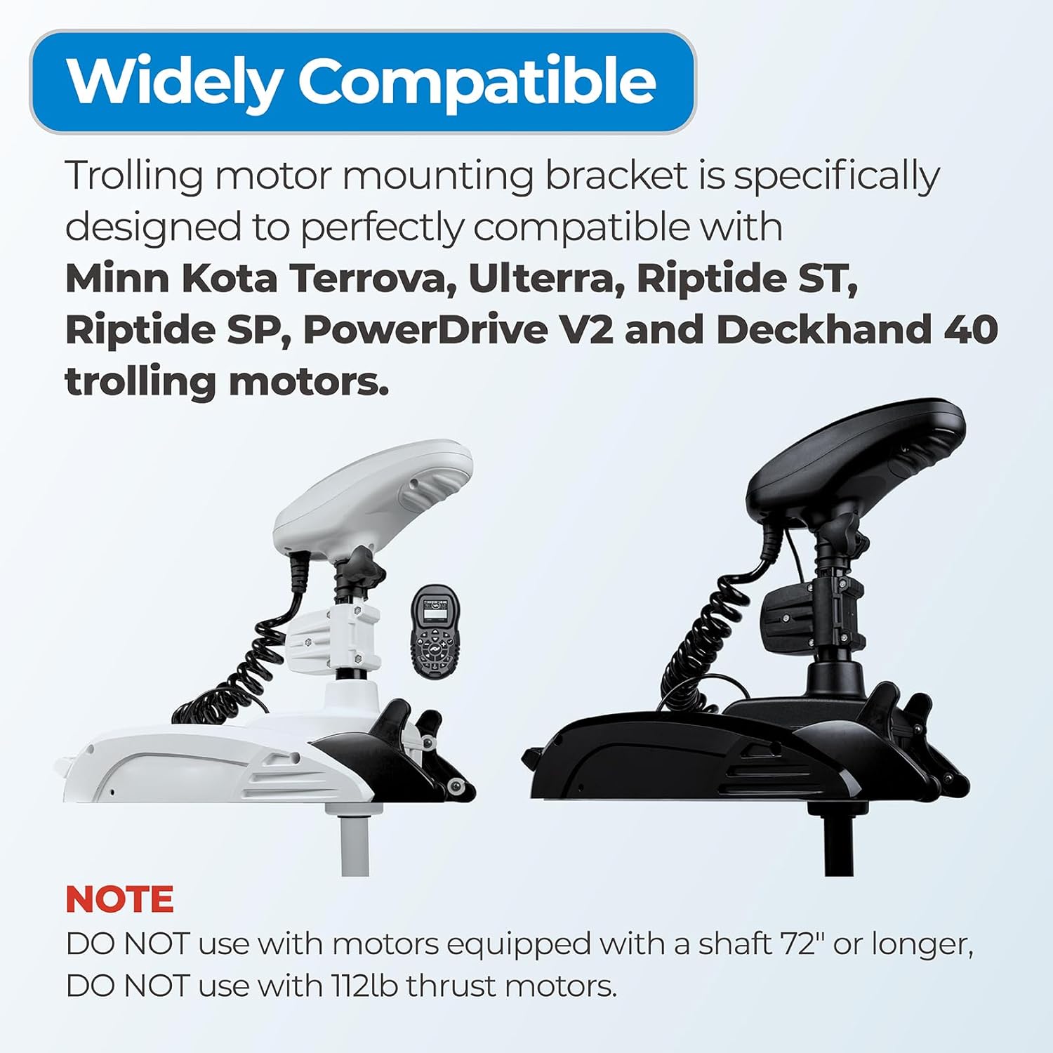 Trolling Motor Quick Release Mount 1854017 Compatible with Minn Kota Terrova, Riptide ST SP, Ulterra, PowerDrive V2, Deckhand 40 Trolling Motor, Trolling Motor Mounting Bracket, White