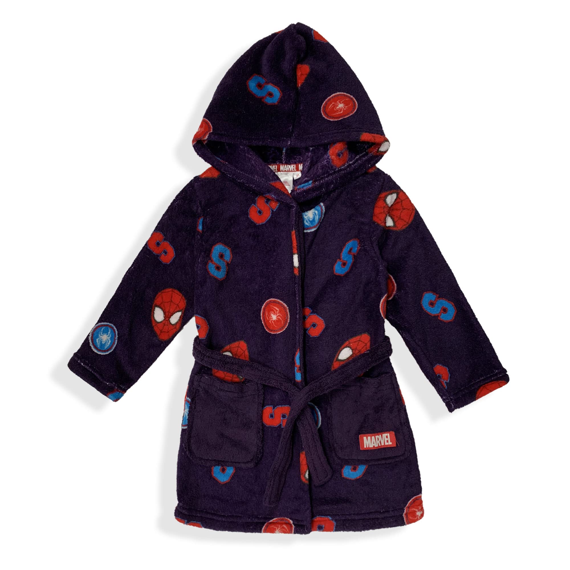 Marvel Spiderman VH2046 - Albornoz con capucha para niños, azul marino, 3 años