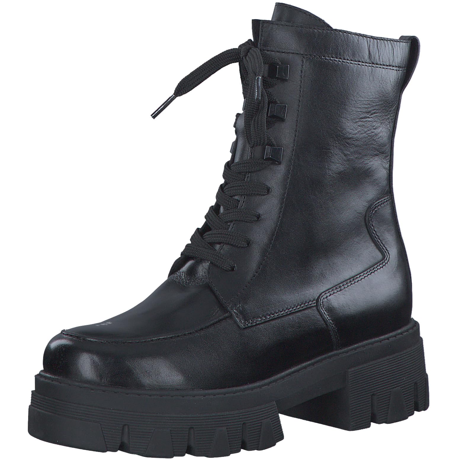 MARCO TOZZI Women's 2-25209-41 Lace Boot Flat, Black, 7.5