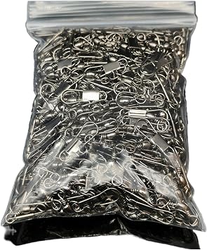 Fishing Hooks 50 Pcs Winter Ice Fishing Goods Swivel Fishing Connector Pin Bearing Rolling Swivel Snap Fastlock Clips Fishhook Lure Tackle Fish Hooks Size 50PCS Size 5