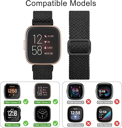 Miniatura 3 de Tobfit Bandas elásticas compatibles con correas de reloj Fitbit Versa 2 para mujeres y hombres, correas de repuesto suaves y ajustables de nailon