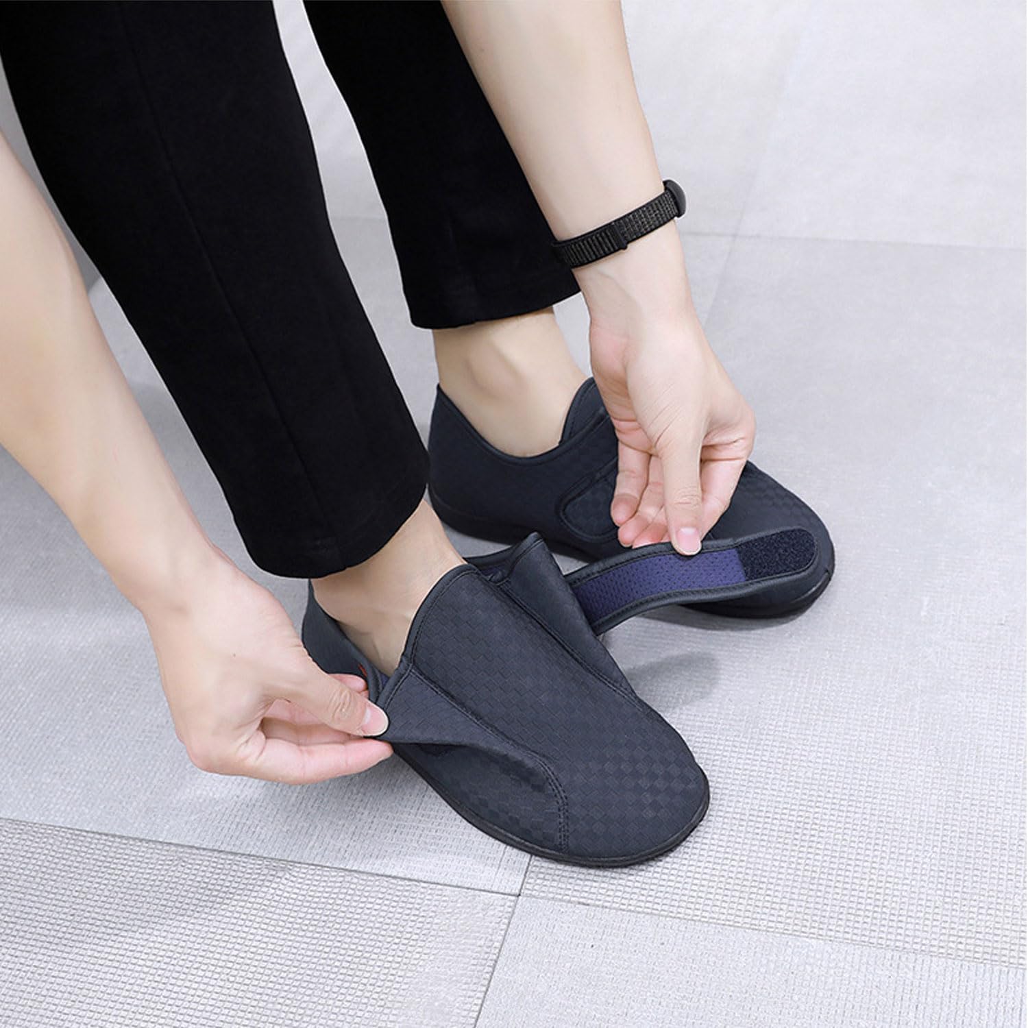 Genérico Cálidos Zapatos para Diabéticos Hombre mujer Invierno Forro de Peluche Ancho Zapatillas Antideslizantes Ortopédicas 37-47 EU
