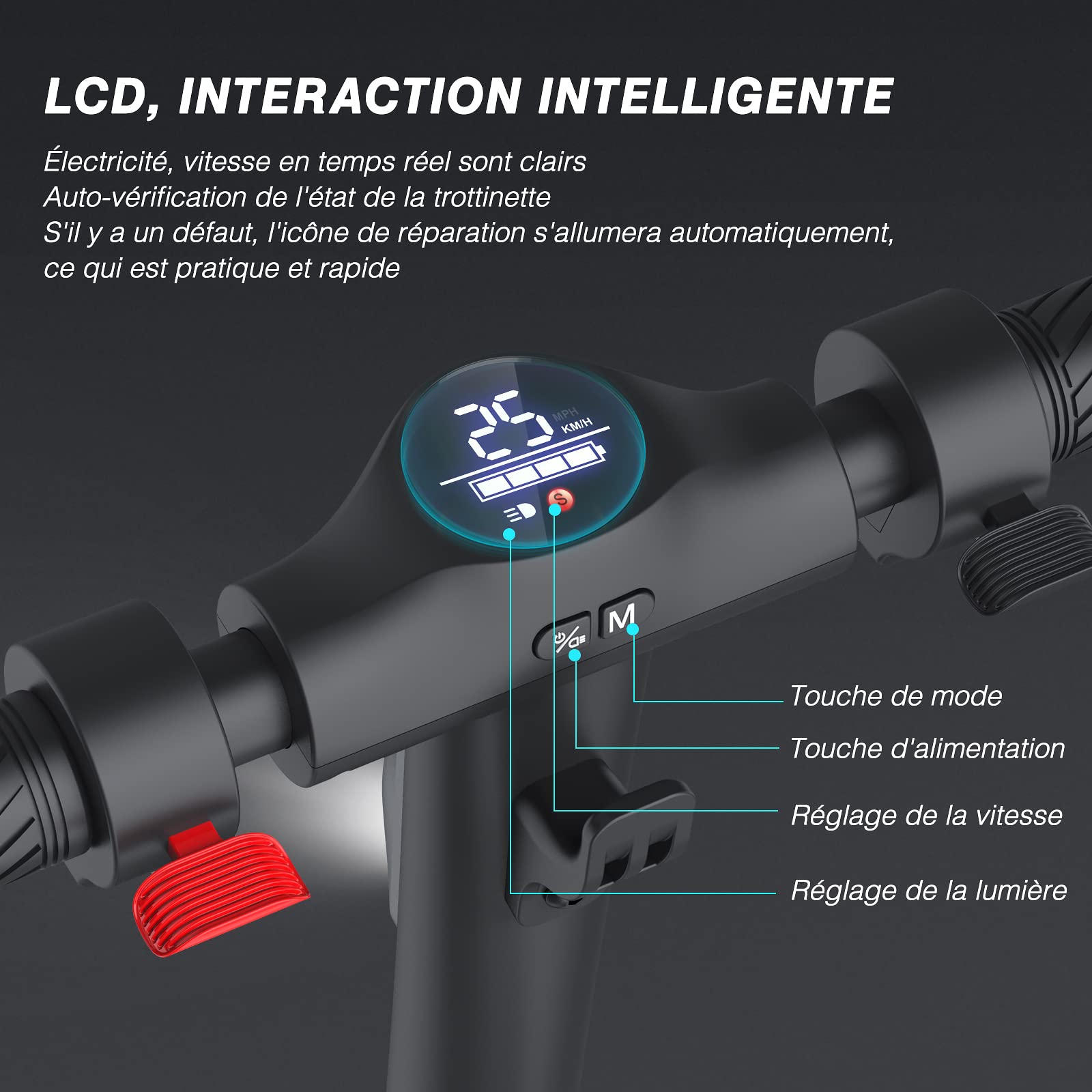 M MEGAWHEELS Trottinette Electrique 5000mAh, Scooter Electrique Vitesse Jusqu’à 25km/h Autonomie de 12KM avec Pneu de 8,0 Pouces pour Ados et Adulte, Charge Maximale 100KG-S10 5,0