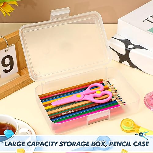 Miniatura 4 de Honoson 60 piezas de estuche de plástico duro a granel de 8 x 5 x 2 pulgadas, caja de lápices transparente, caja de almacenamiento de lápices
