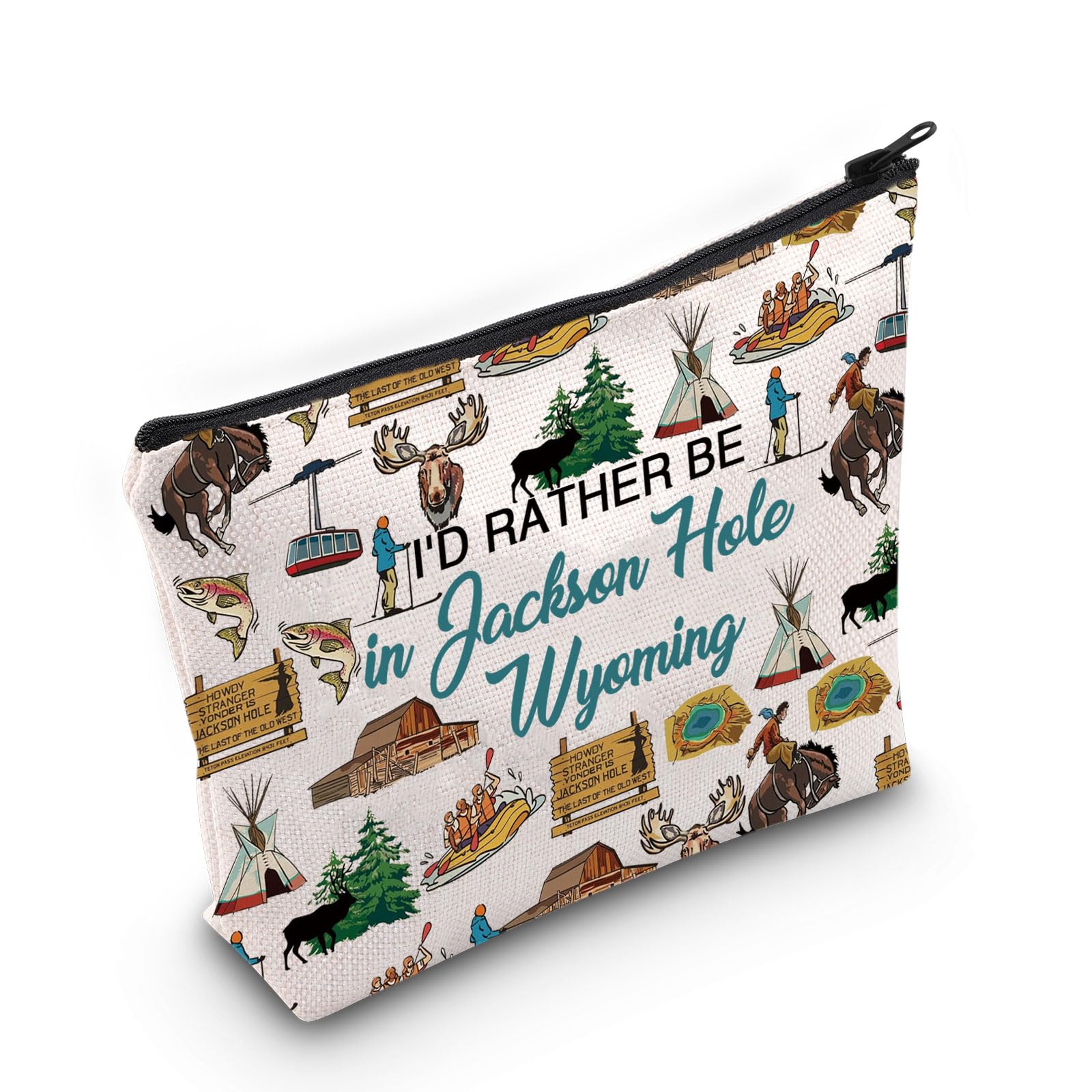 PYOUL Jackson Hole Wyoming Lover Gift I’d Rather Be in Jackson Hole Wyoming Makeup Bag Welcome ToJackson Hole Wyoming Cosmetic Bag (in Jackson Hole Bag)