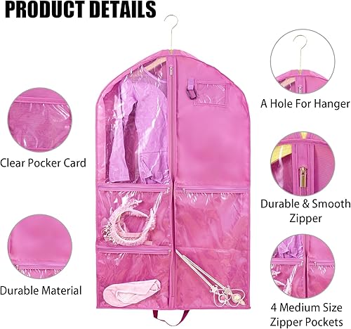 Miniatura 3 de Paquete de 2 bolsas de ropa para almacenamiento de viajes, bolsa de disfraces de baile, bolsa de ropa para bailarines, bolsas de ropa para niñas y