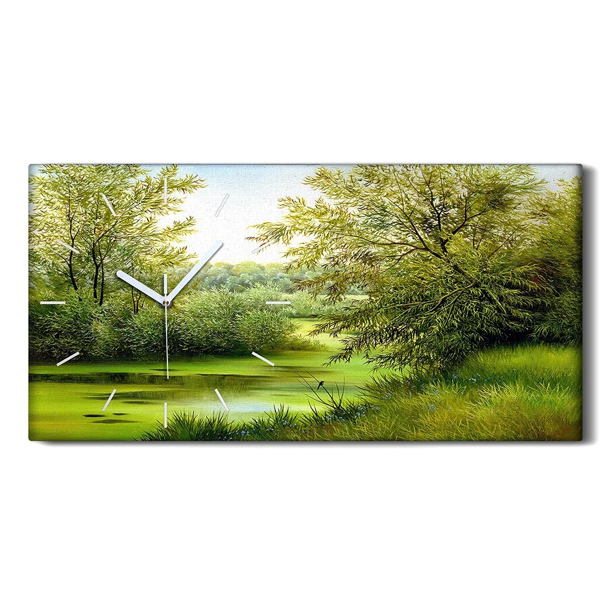 Horloge sur toile décoration murale moderne paysage nature forêt rivière