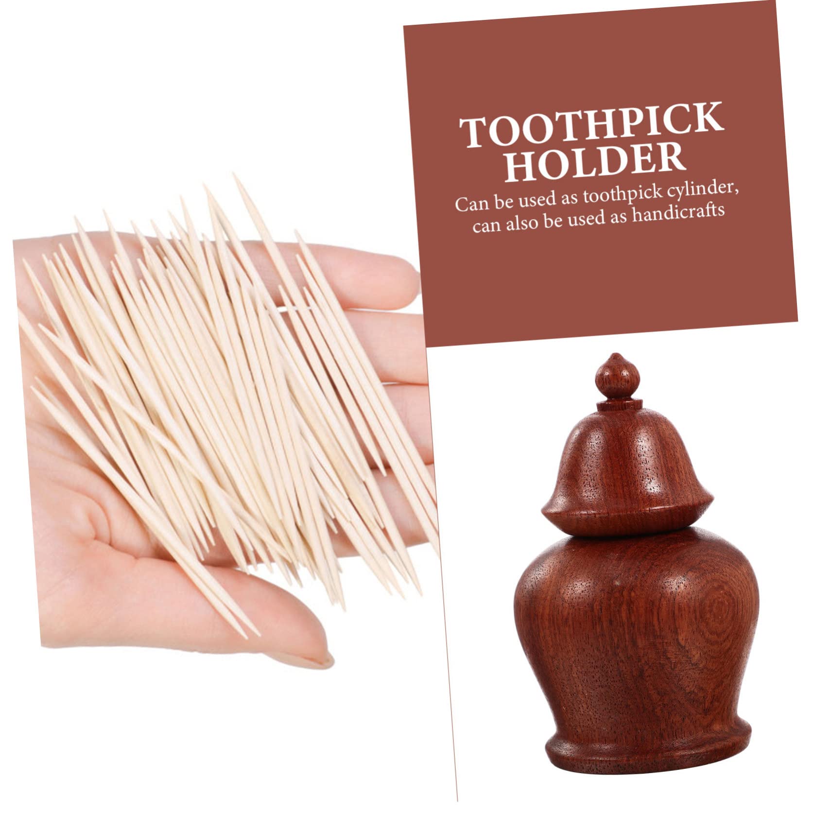 MOLUCKFU Toothpick Holder Decorative Toothpicks Toothpick Jar Ornament Container Toothpick Storage Floss Dispenser Daily Cotton Bud Holder Desk Dispenser Toothpicks Holder Rosewood