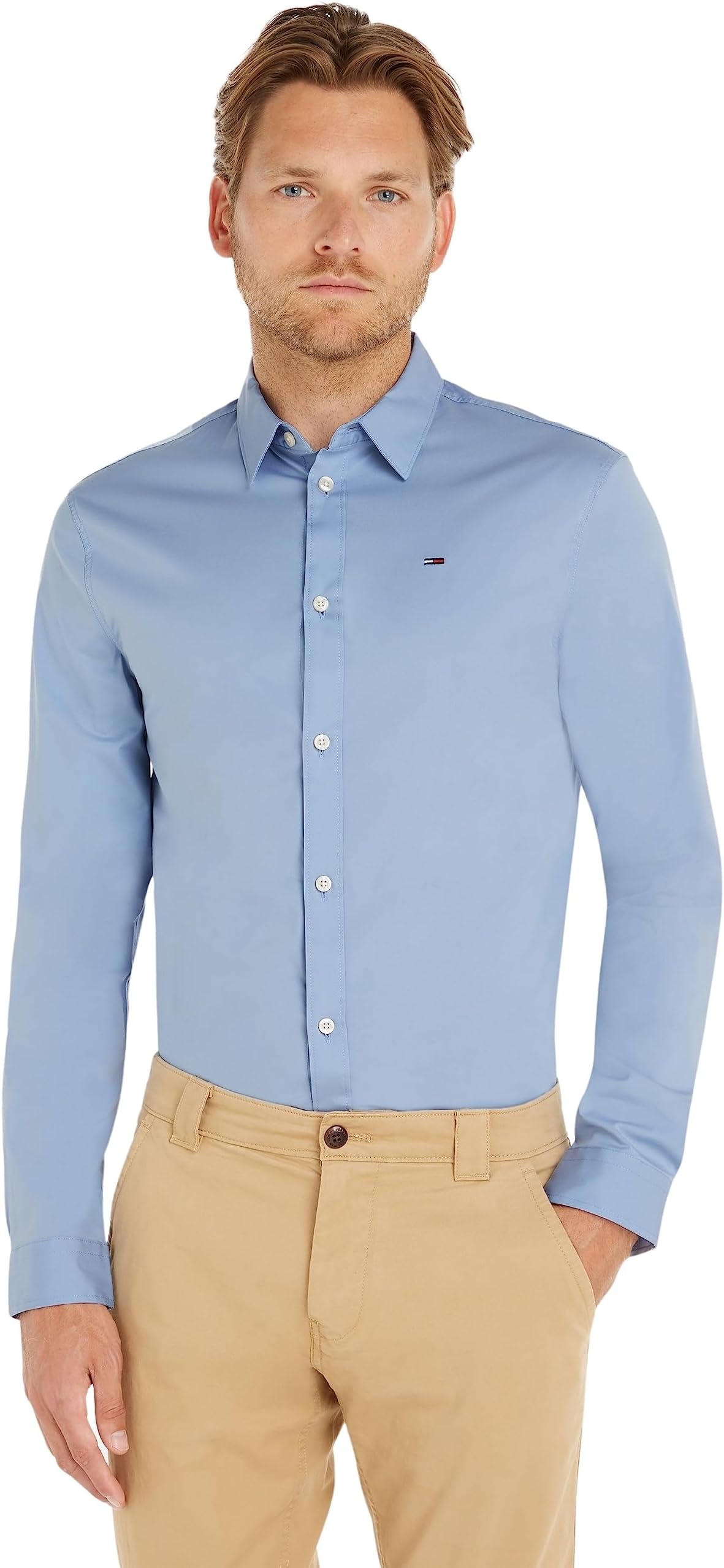 Tommy JeansMen's Tjm Original Stretch Shirt Dm0dm04405 L/S Shirts / Woven Tops, Blue (Lavender Lustre 556), XXL