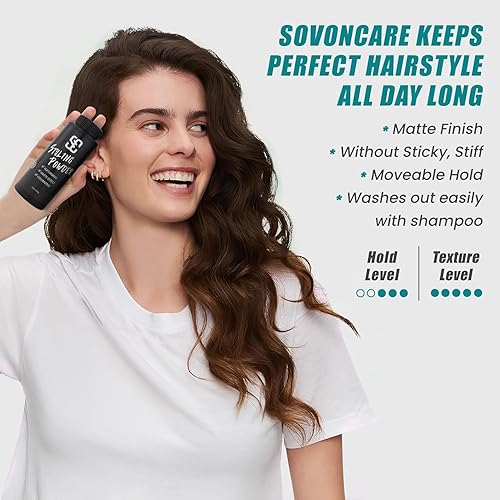 Miniatura 3 de SOVONCARE Polvo natural para peinar el cabello para hombres y mujeres, textura del cabello y Volumizer Med Hold, larga duración, fácil de aplicar